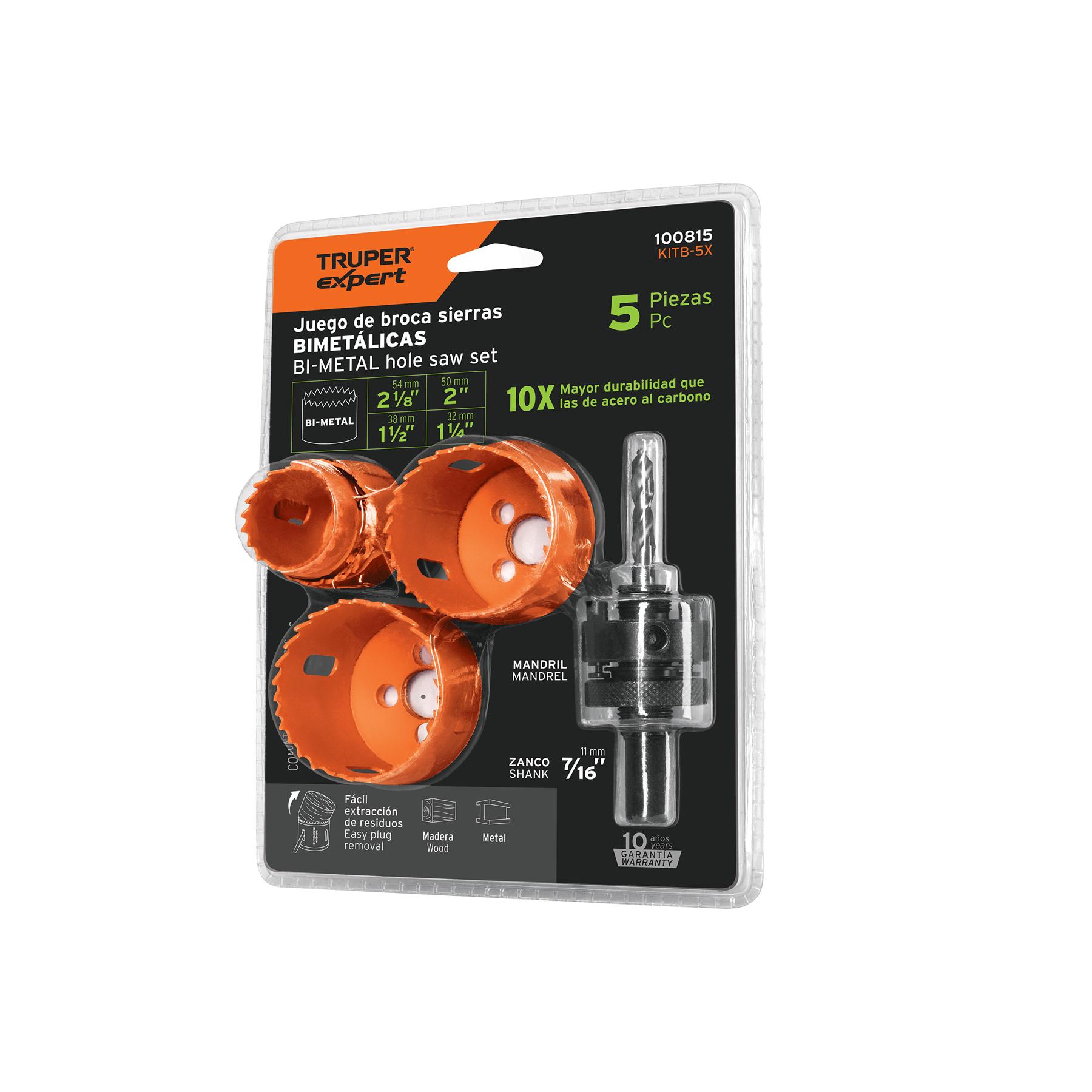 JUEGO DE 4 BROCASIERRAS BIMETÁLICAS Y 1 MANDRIL, EXPERT