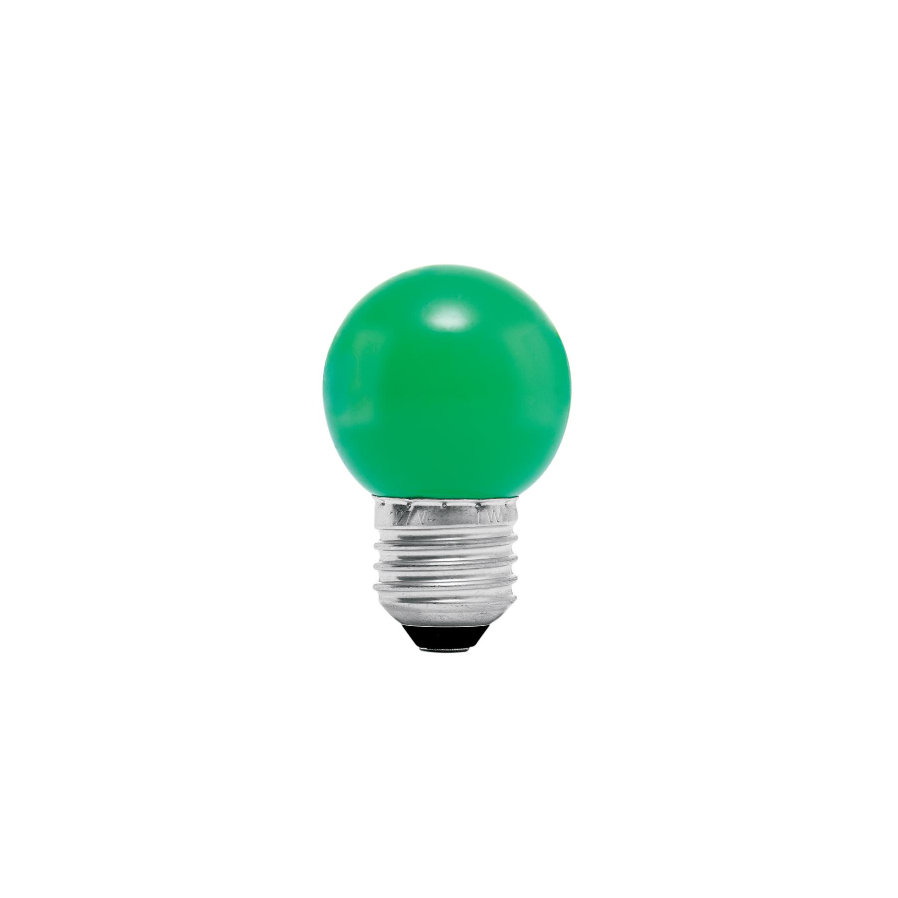 LÁMPARA LED TIPO BULBO G45 1 W COLOR VERDE, CAJA, VOLTECK