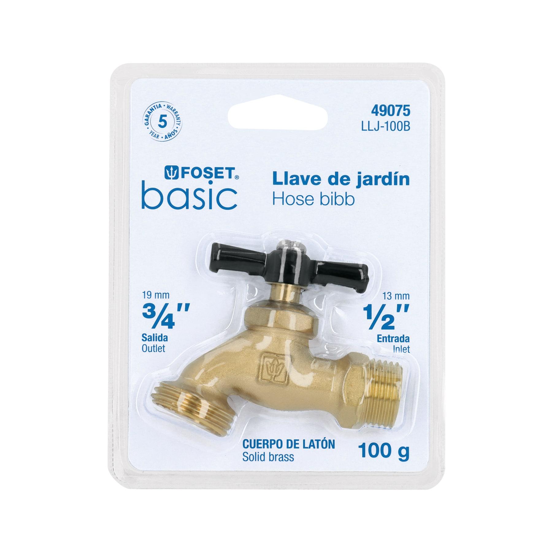LLAVE PARA MANGUERA, LATÓN, 100 GR, 1/2',BLISTER,FOSET BASIC