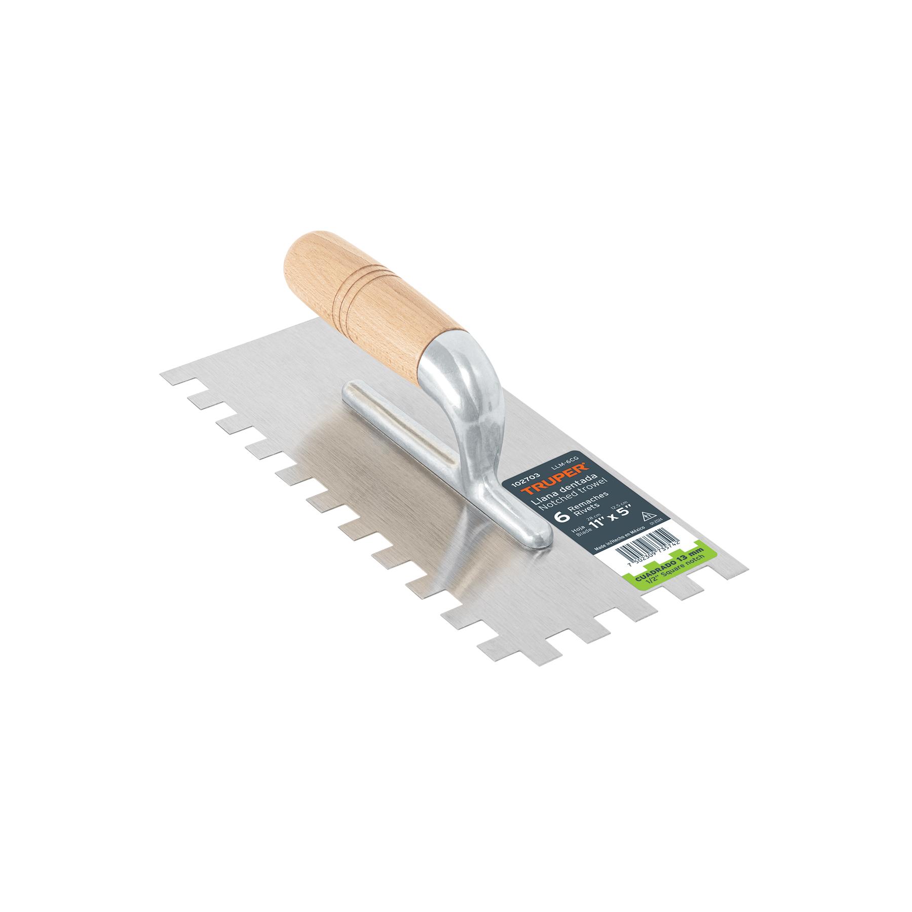 LLANA 11' DENTADO CUADRADO 1/2', 6 REMACHES, MANGO MADERA