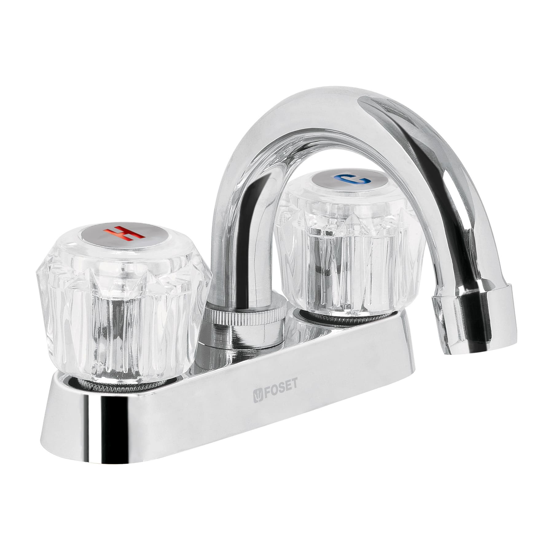 MEZCLADORA 4' PARA LAVABO, CUELLO CURVO, MANERALES ACRÍLICO