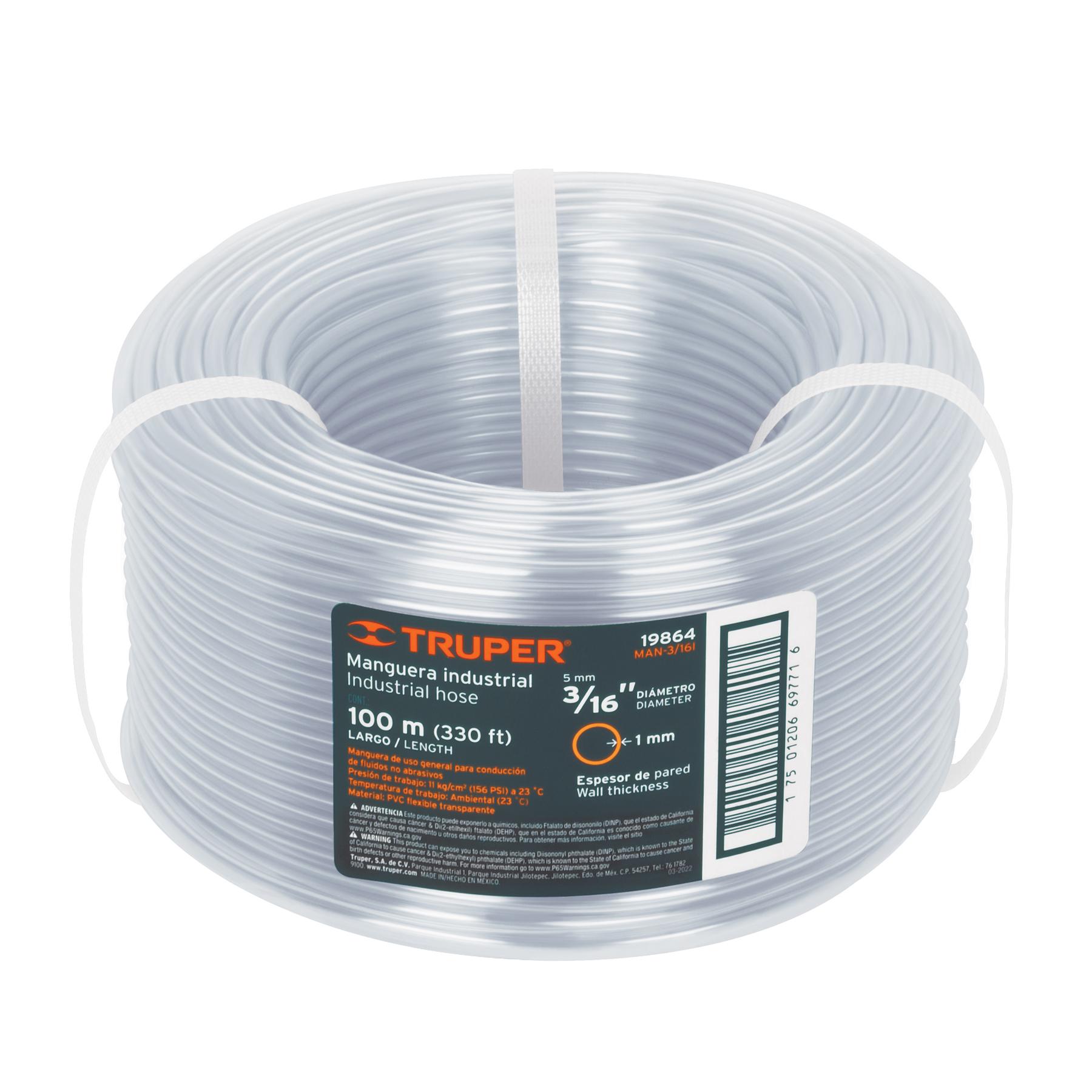 METRO DE MANGUERA 3/16' INDUSTRIAL EN ROLLO DE 100 M, TRUPER
