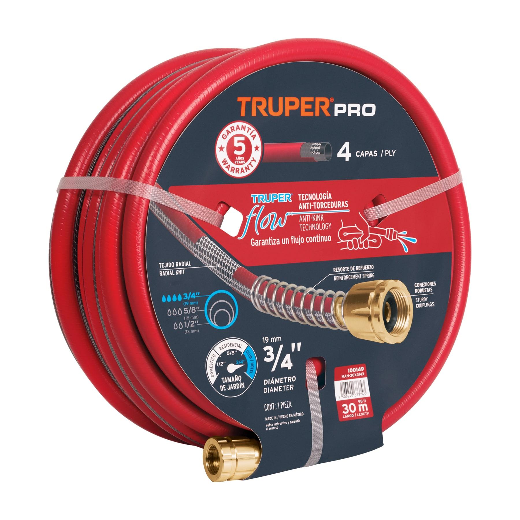 "MANGUERA 3/4"", FLUJO CONTINUO 6 CAPAS, CONEXIONES METAL, 30M"