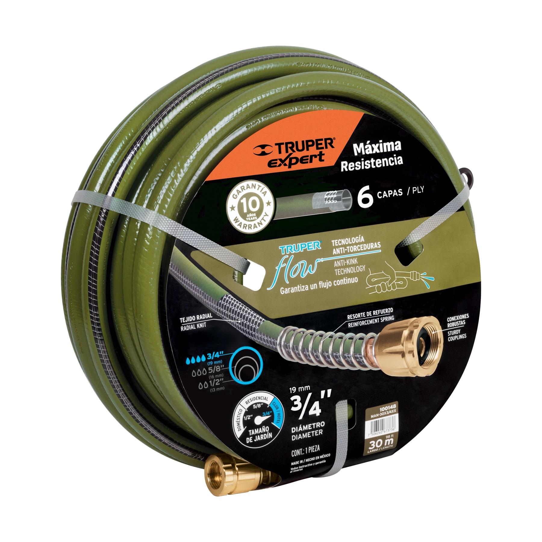 "MANGUERA 3/4"", SUPER REFORZADA 4 CAPAS, CONEXIONES METAL,30M"