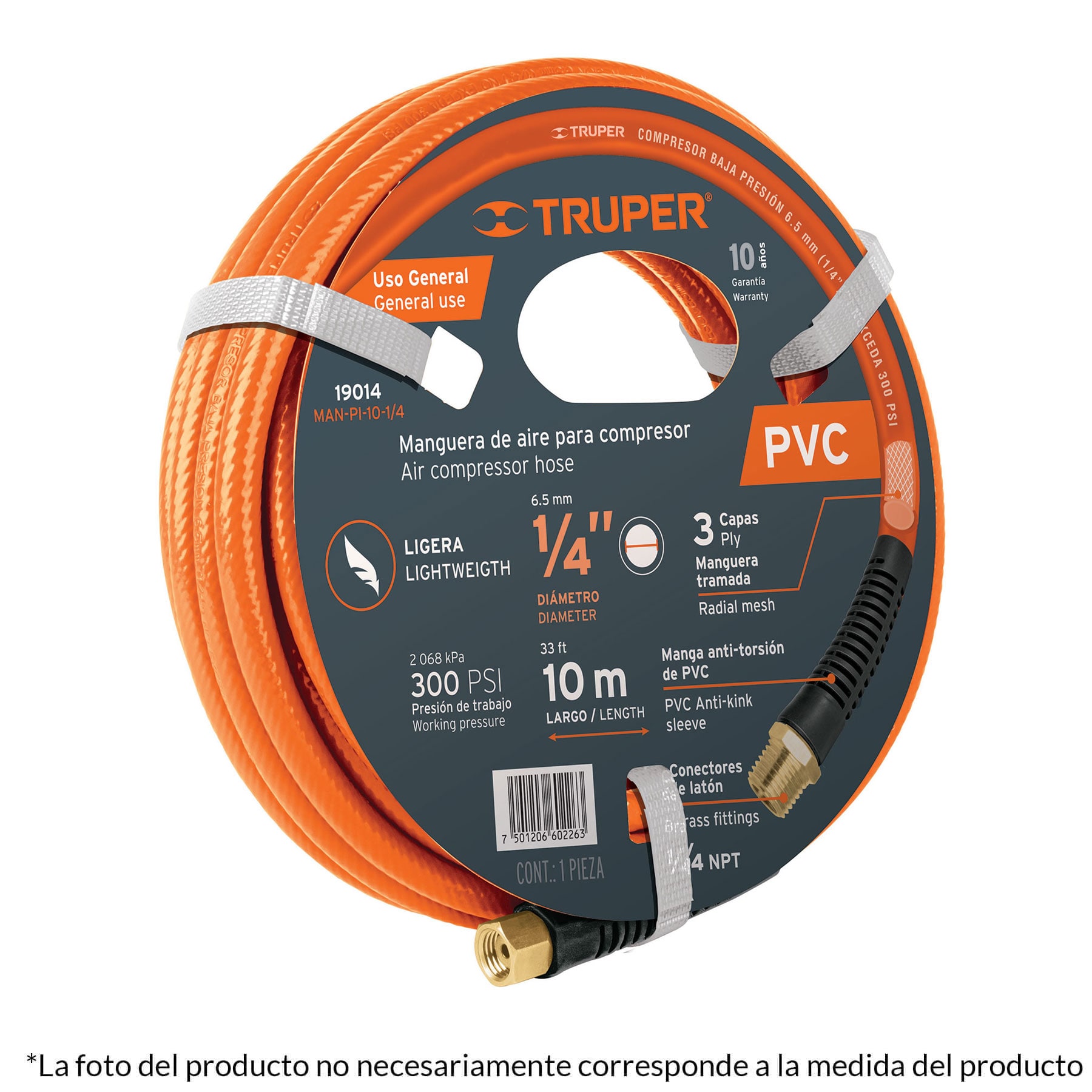 MANGUERA DE PVC PARA COMPRESOR, 5 M X 3/8', TRUPER