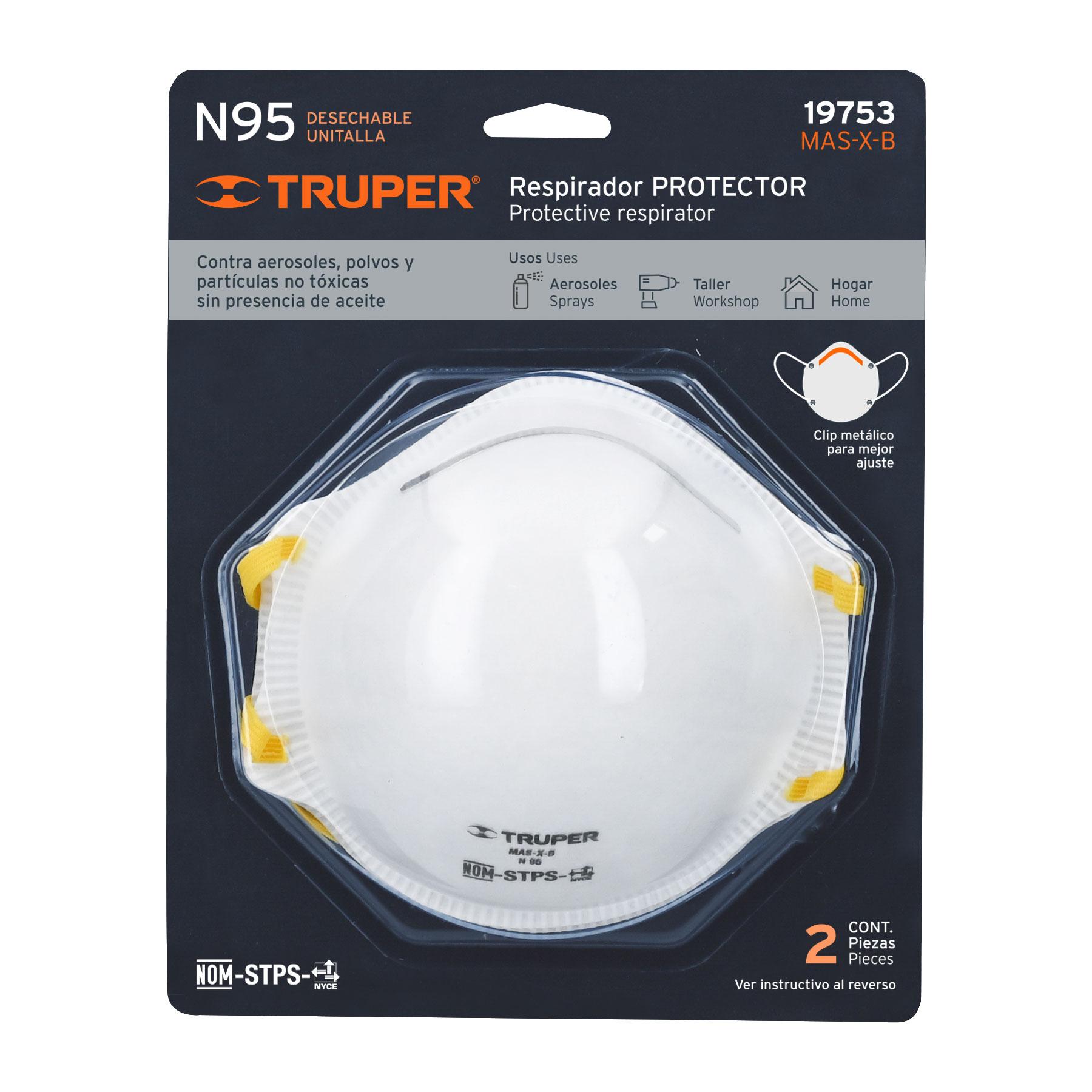 BLÍSTER CON 2 RESPIRADORES N95 PARA POLVOS Y PARTÍCULAS