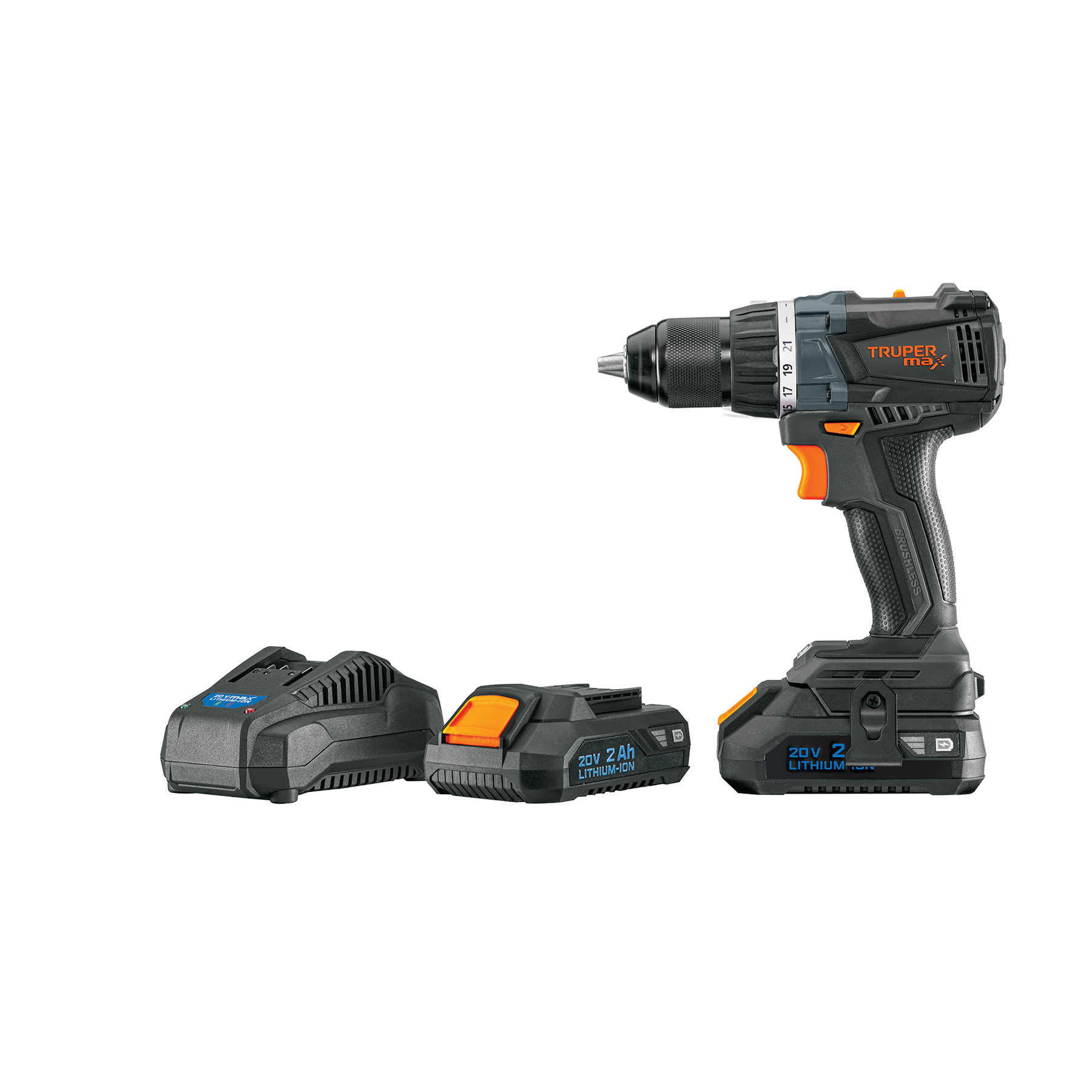 TALADRO INALÁMBRICO 1/2', 20V, SIN CARBONES, TRUPER MAX