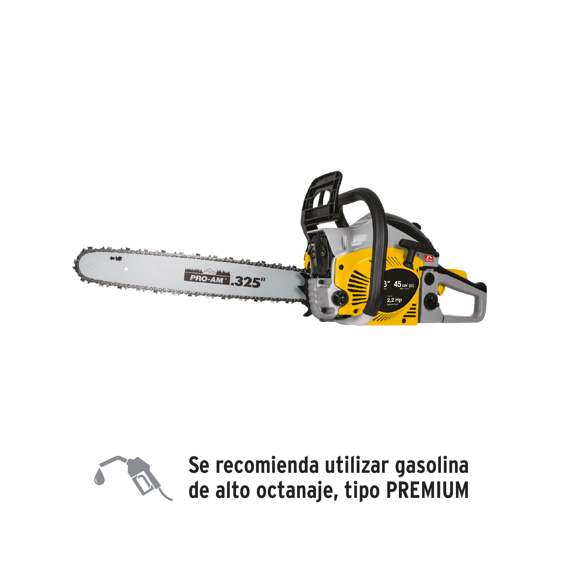 MOTOSIERRA 45 CC A GASOLINA CON BARRA DE 18', PRETUL