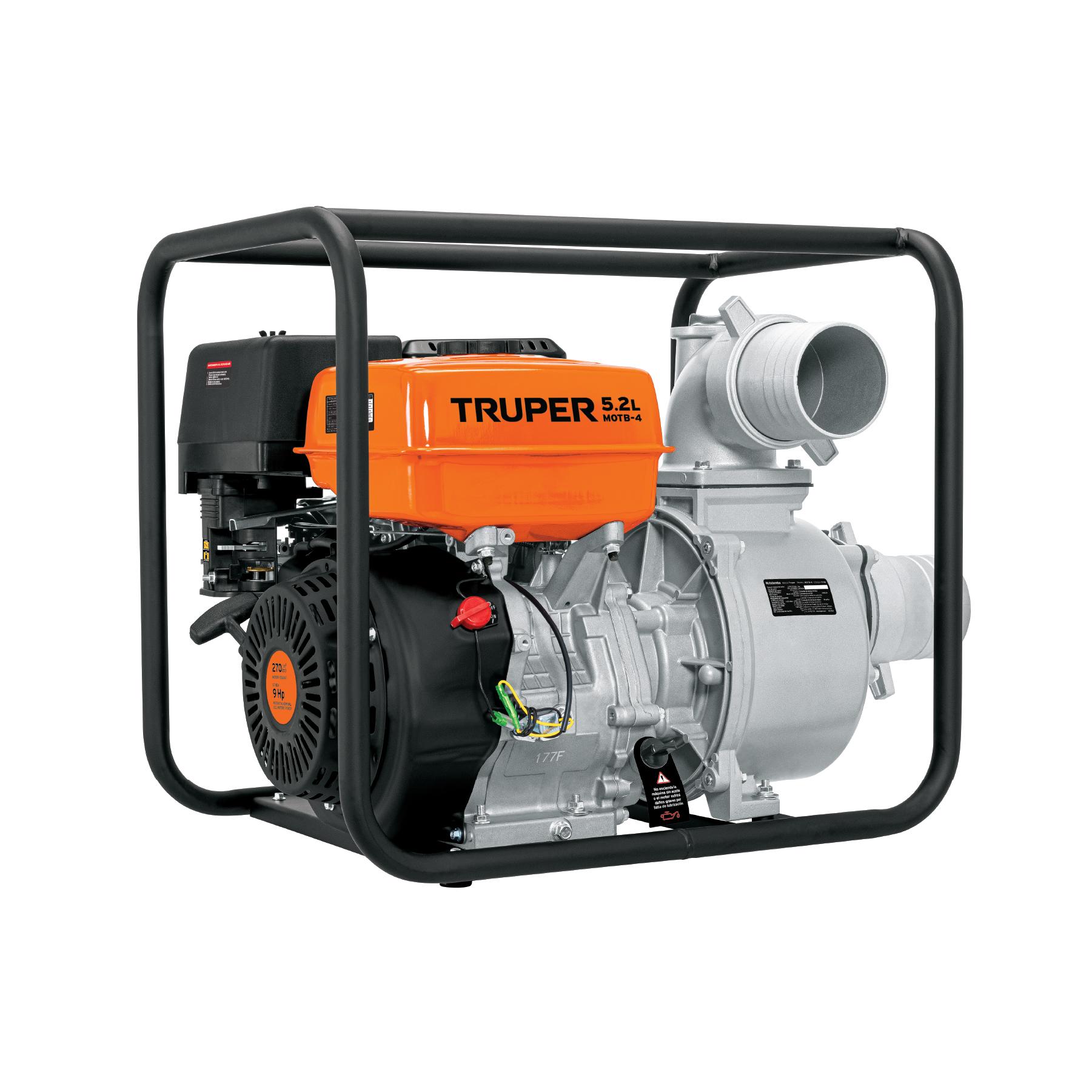 MOTOBOMBA AUTOCEBANTE 4' X 4' A GASOLINA 9 HP, TRUPER