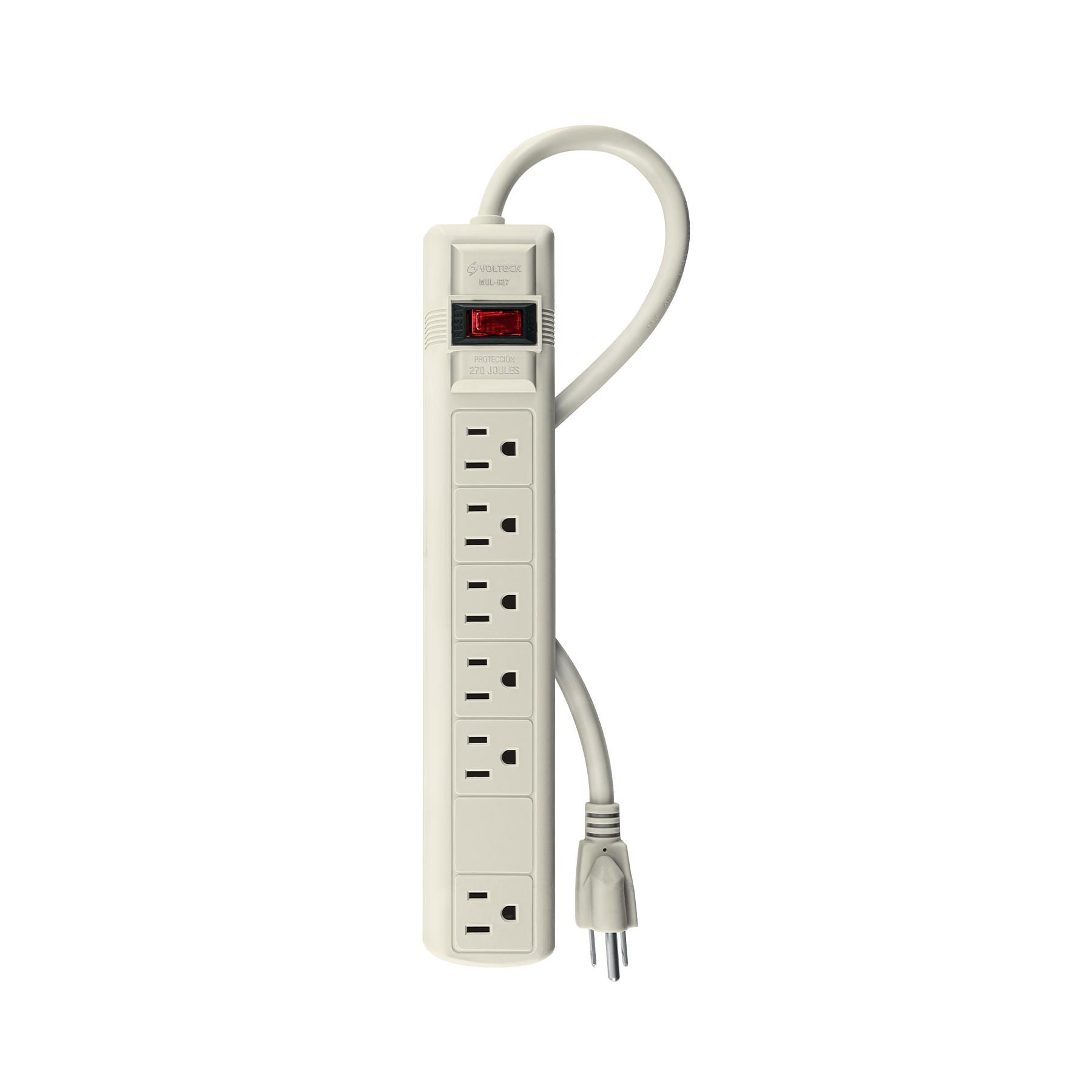 MULTICONTACTO 14 AWG 6 ENTRADAS SUPRESOR DE PICOS 270 JOULES