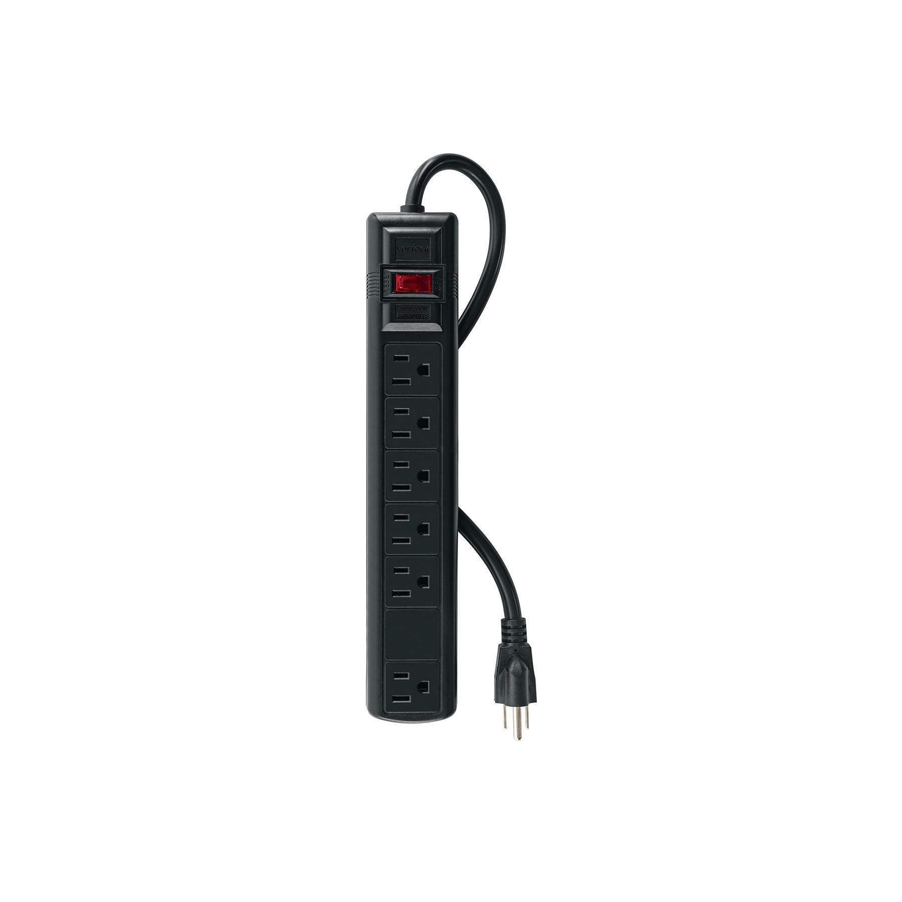 MULTICONTACTO 6 ENTRADAS CON SUPRESOR DE PICOS E INTERRUPTOR, NEGRO