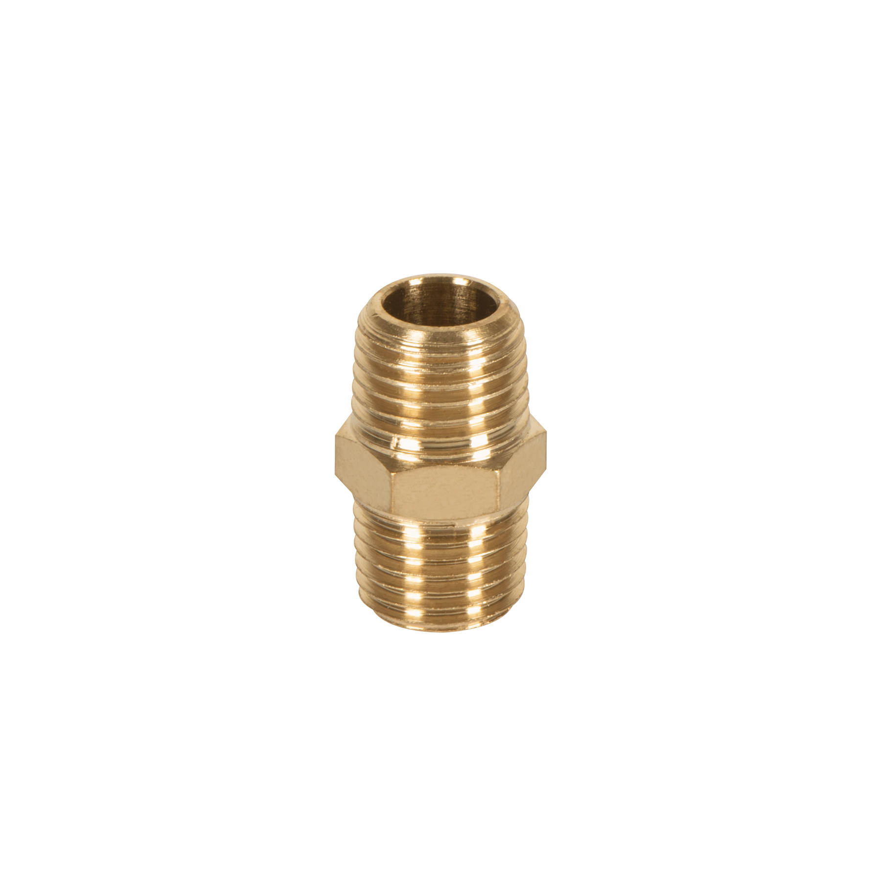NIPLE MACHO-MACHO DE LATÓN, CUERDA 1/4' NPT, TRUPER