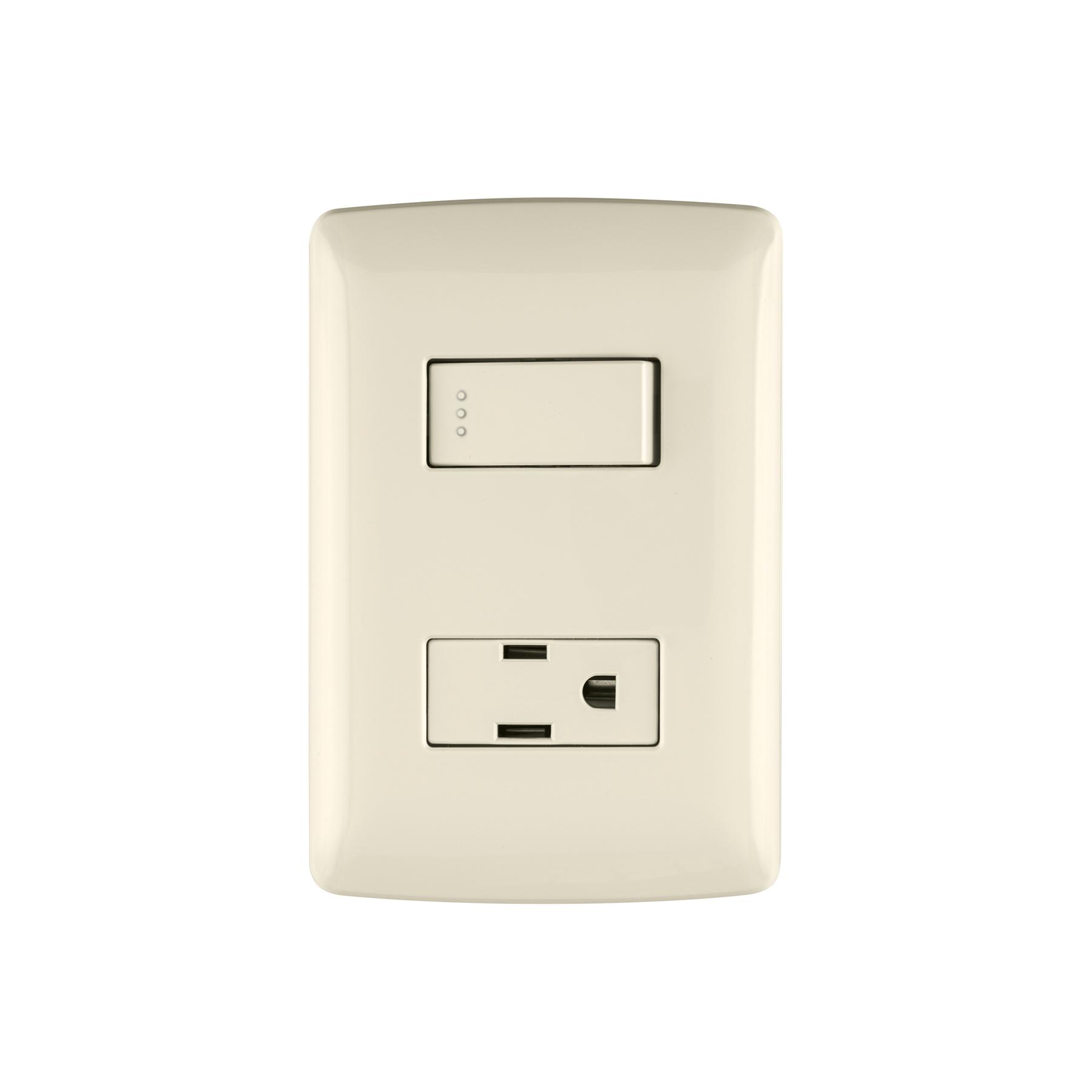 PLACA ARMADA CONTACTO E INTERRUPTOR, MARFIL, LÍNEA ITALIANA