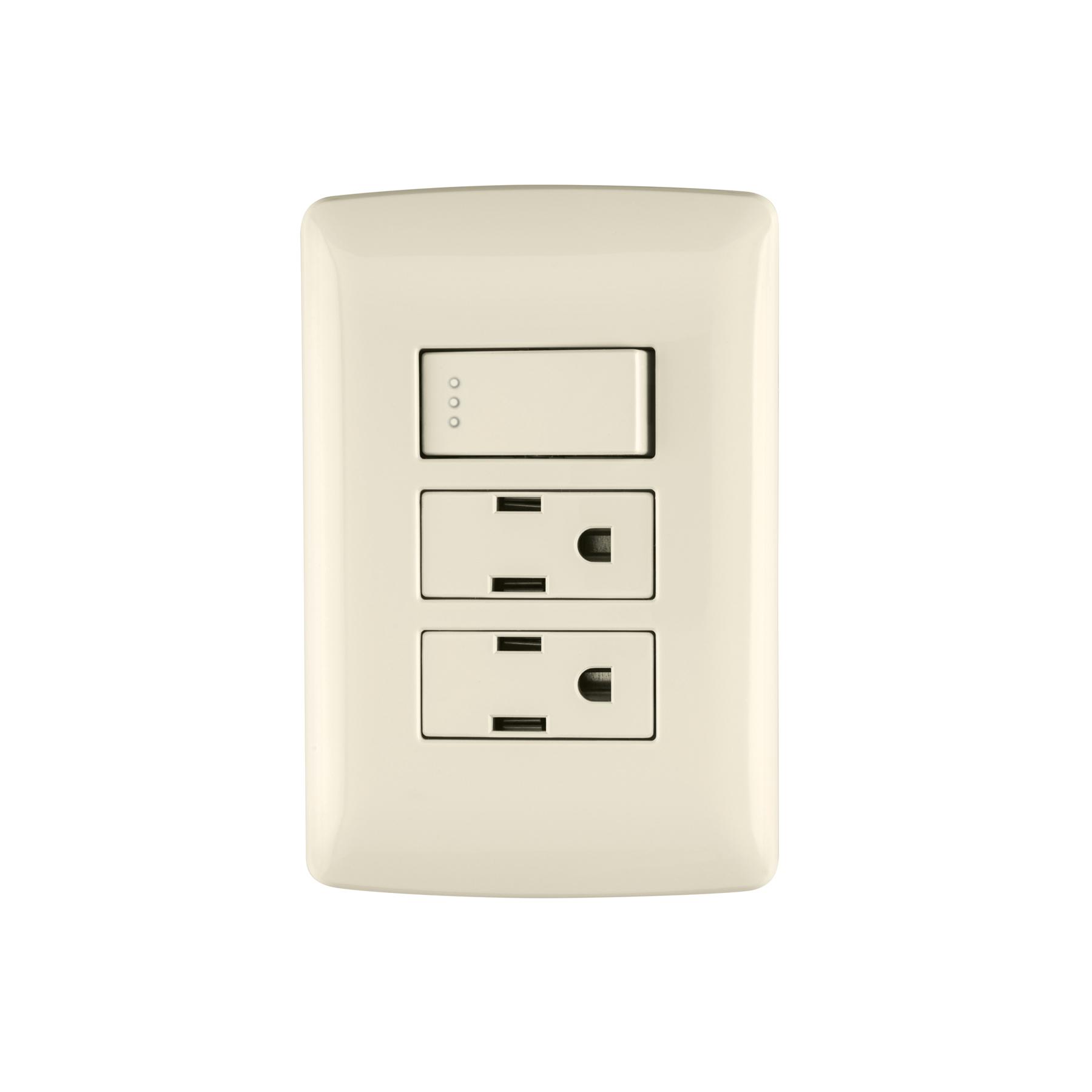 PLACA ARMADA 2 CONTACTOS E INTERRUPTOR,MARFIL,LÍNEA ITALIANA