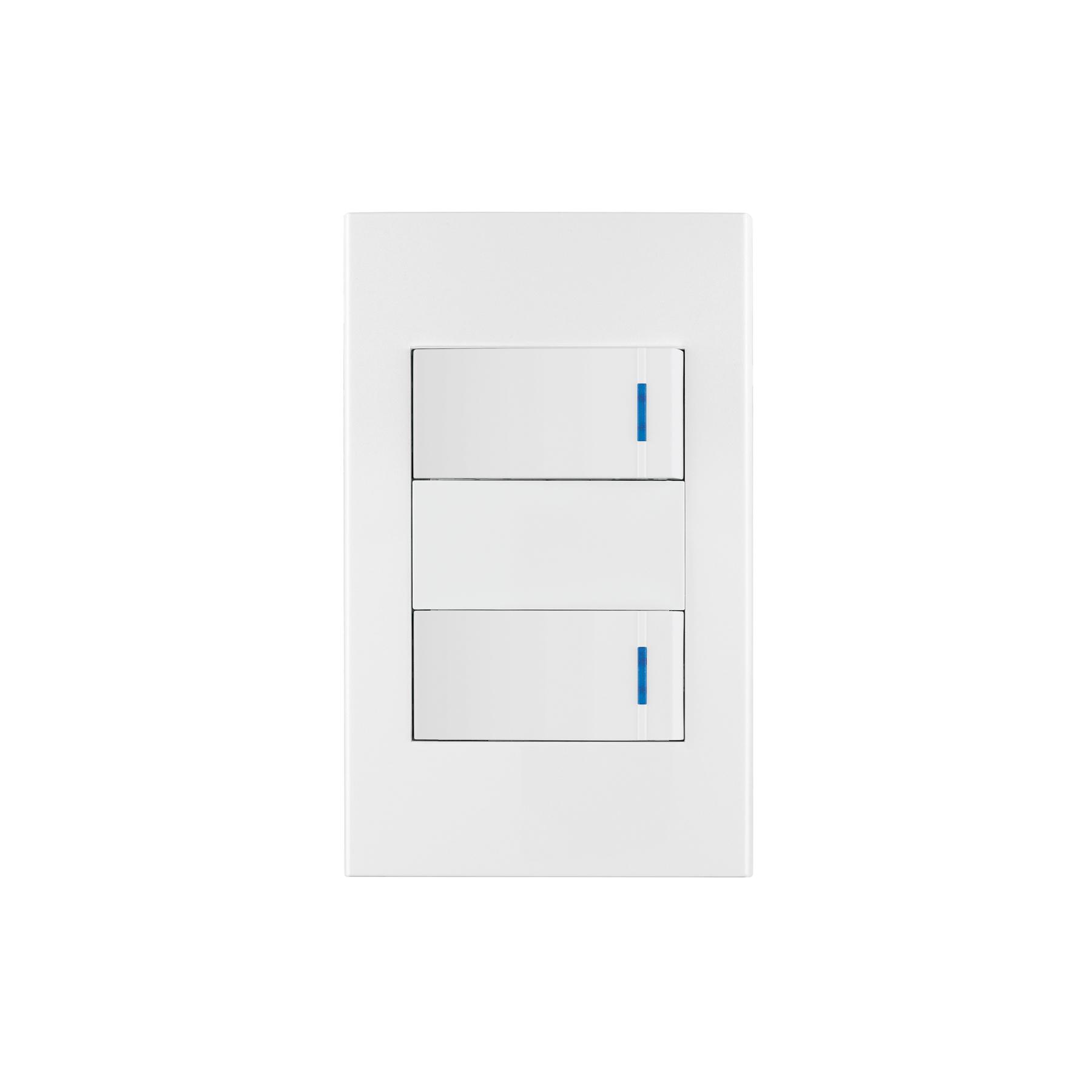 PLACA ARMADA 2 INTERRUPTORES, 1 MÓDULO, ESPAÑOLA, BLANCO