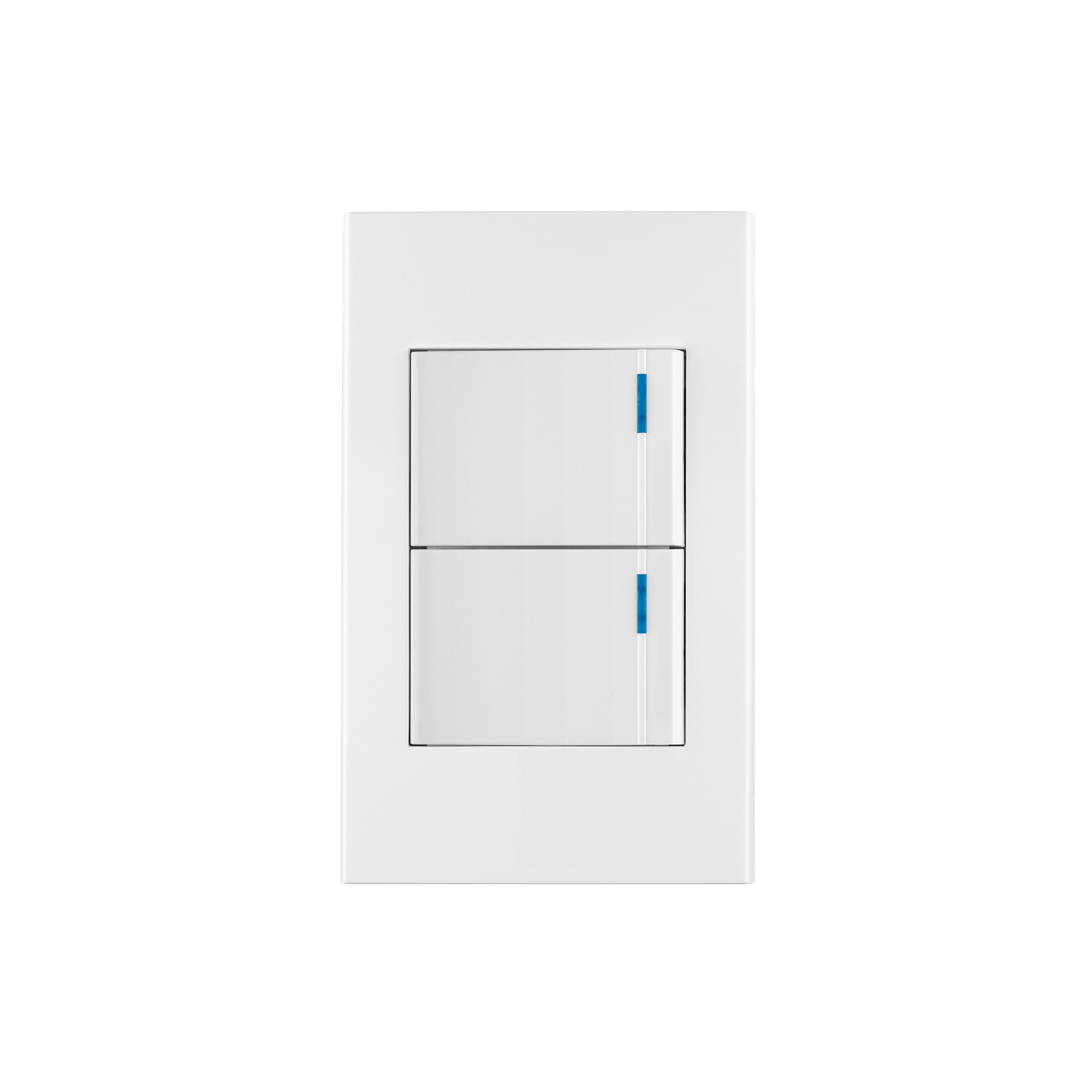 PLACA ARMADA 2 INTERRUPTORES, 1.5 MÓDULOS, ESPAÑOLA, BLANCO