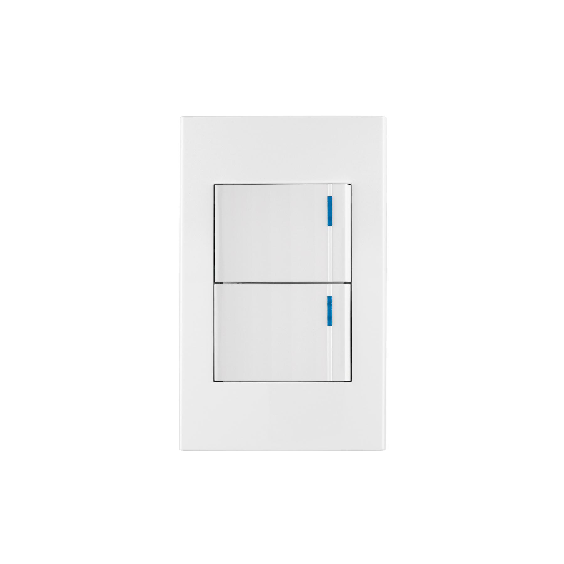 PLACA ARMADA 2INTERRUPTORES 1DE 3VÍAS,1.5MOD,ESPAÑOLA BLANCO