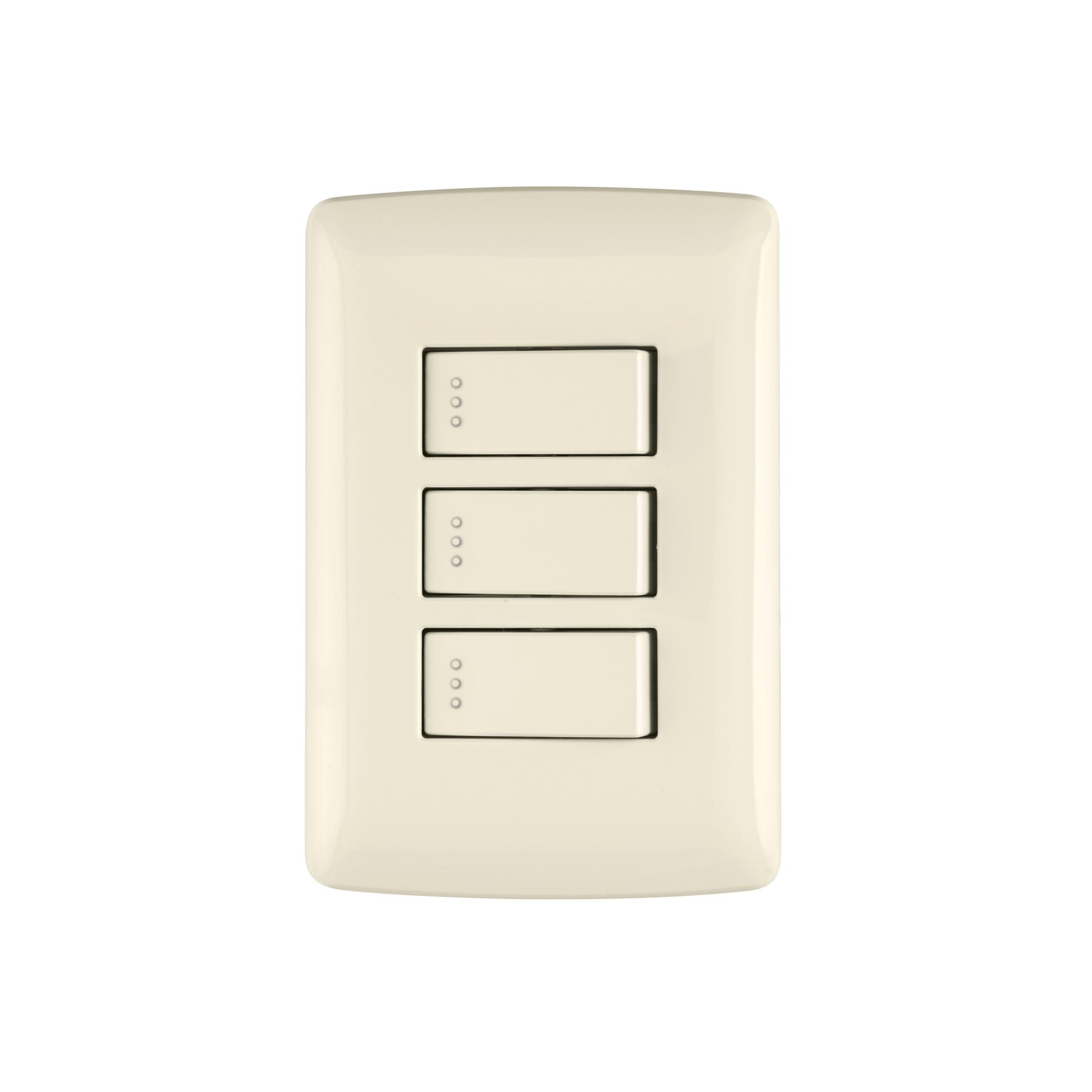 PLACA ARMADA 3 INTERRUPTORES SENCILLOS,MARFIL,LÍNEA ITALIANA