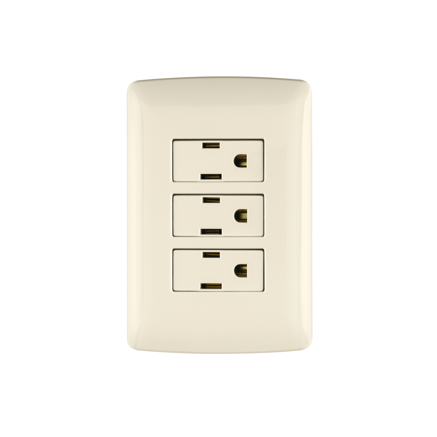 PLACA ARMADA 3 CONTACTOS ATERRIZADOS, MARFIL, LÍNEA ITALIANA