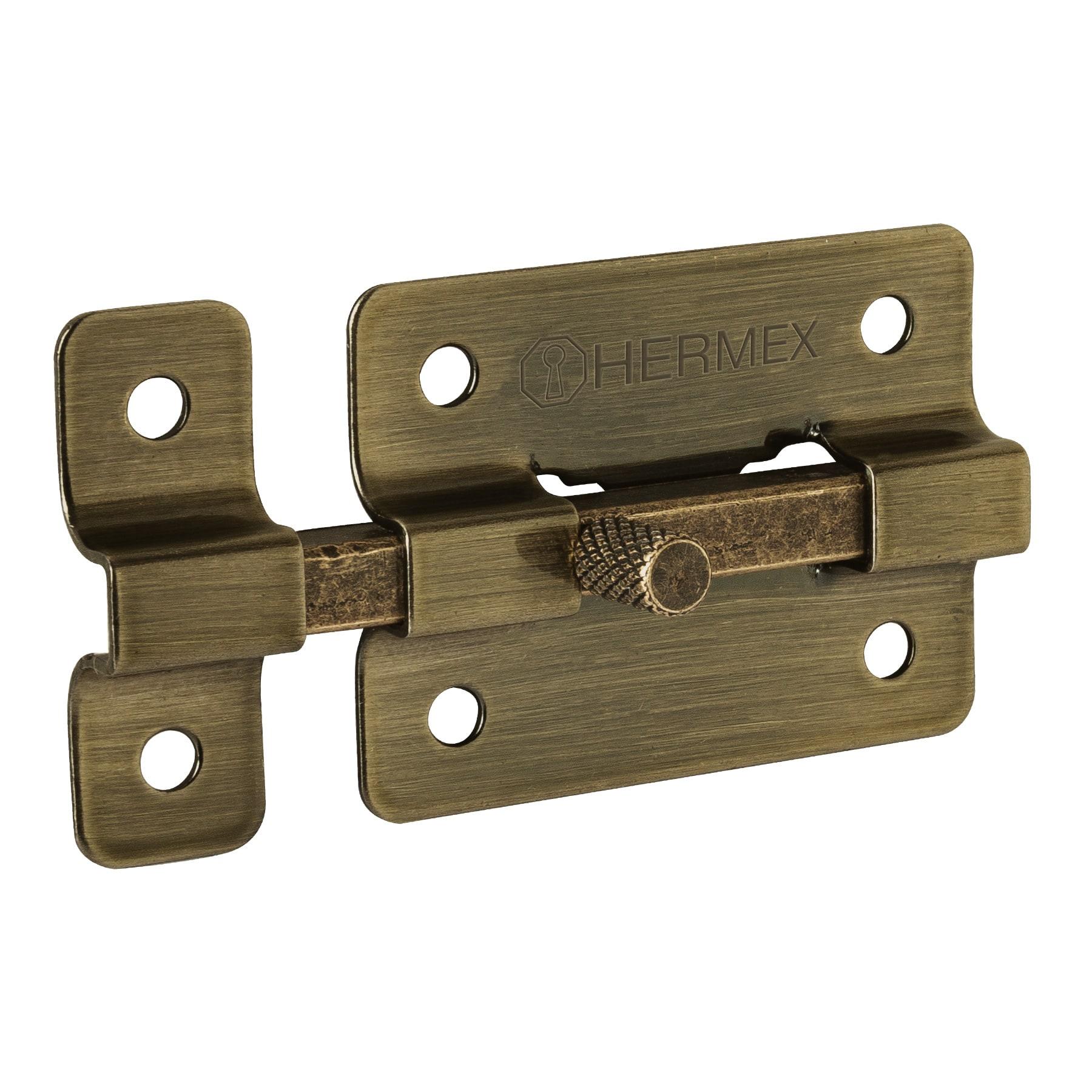 PASADOR DE BARRA PLANA 2', LATÓN ANTIGUO, HERMEX