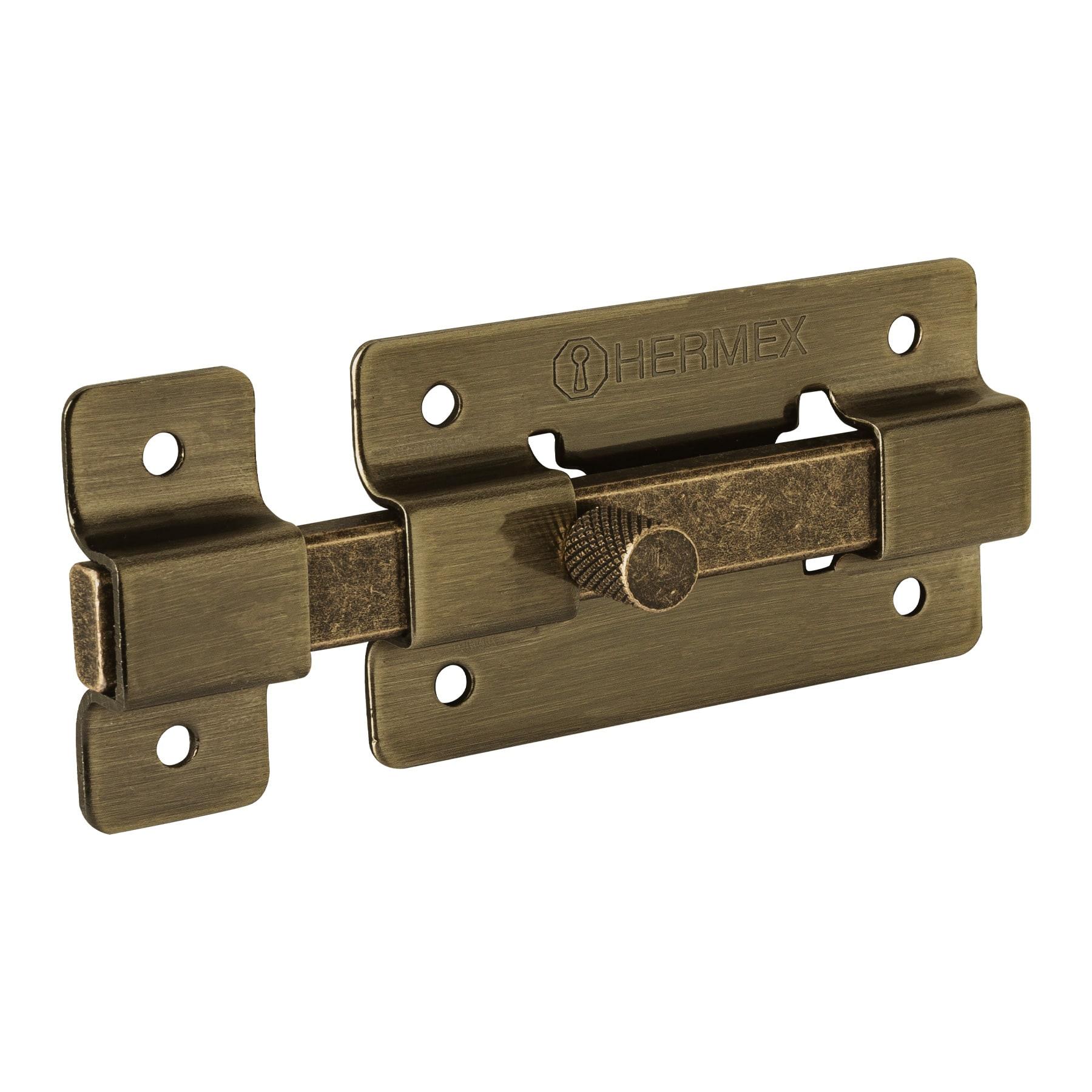 PASADOR DE BARRA PLANA 3', LATÓN ANTIGUO, HERMEX