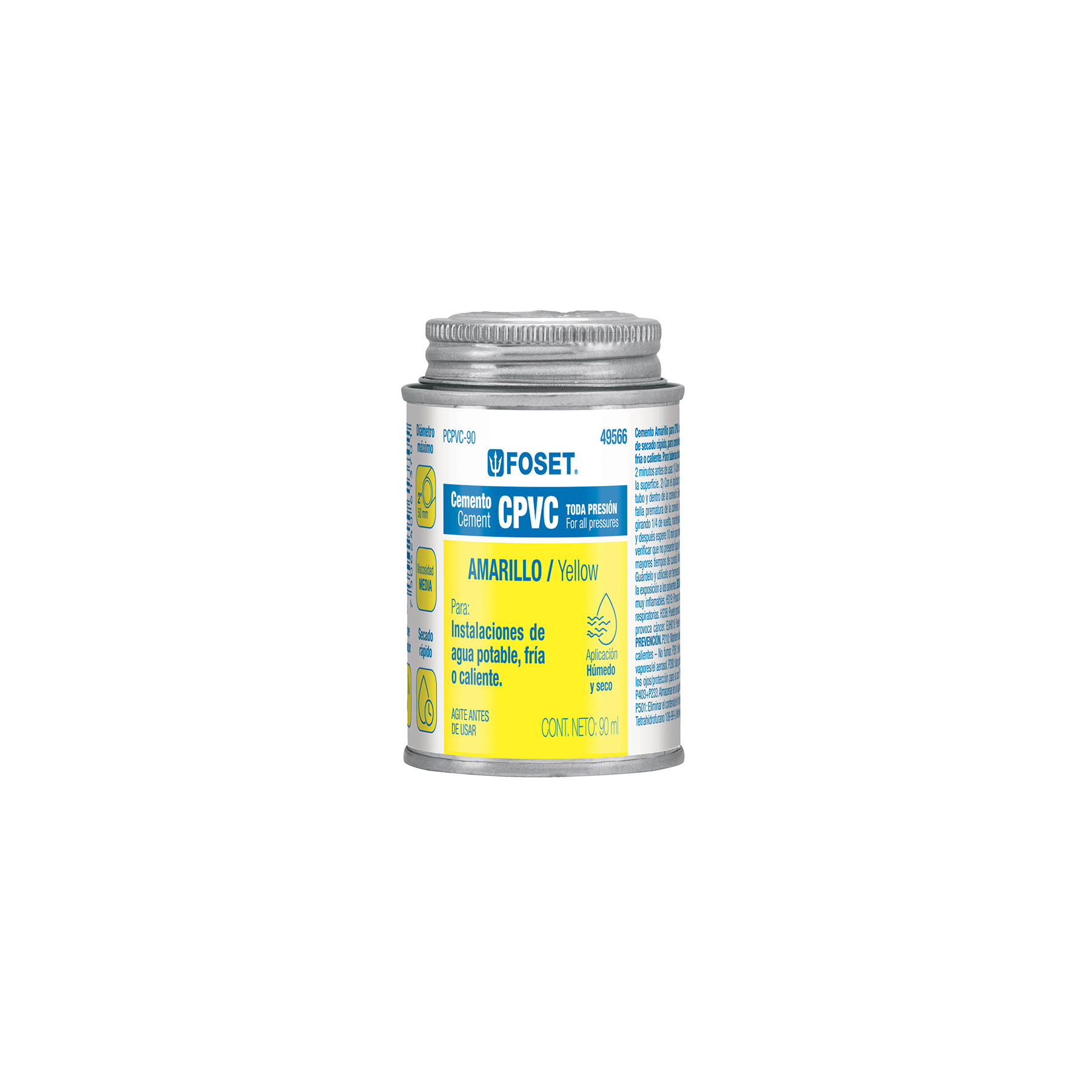 CEMENTO PARA CPVC EN BOTE DE 90 ML, BAJA PRESIÓN, FOSET