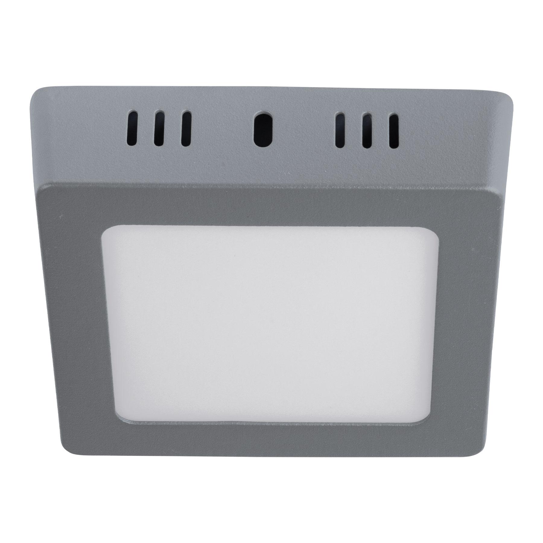 LUMINARIO LED CUADRADO TIPO PLAFÓN 6 W, GRIS, LUZ DE DÍA