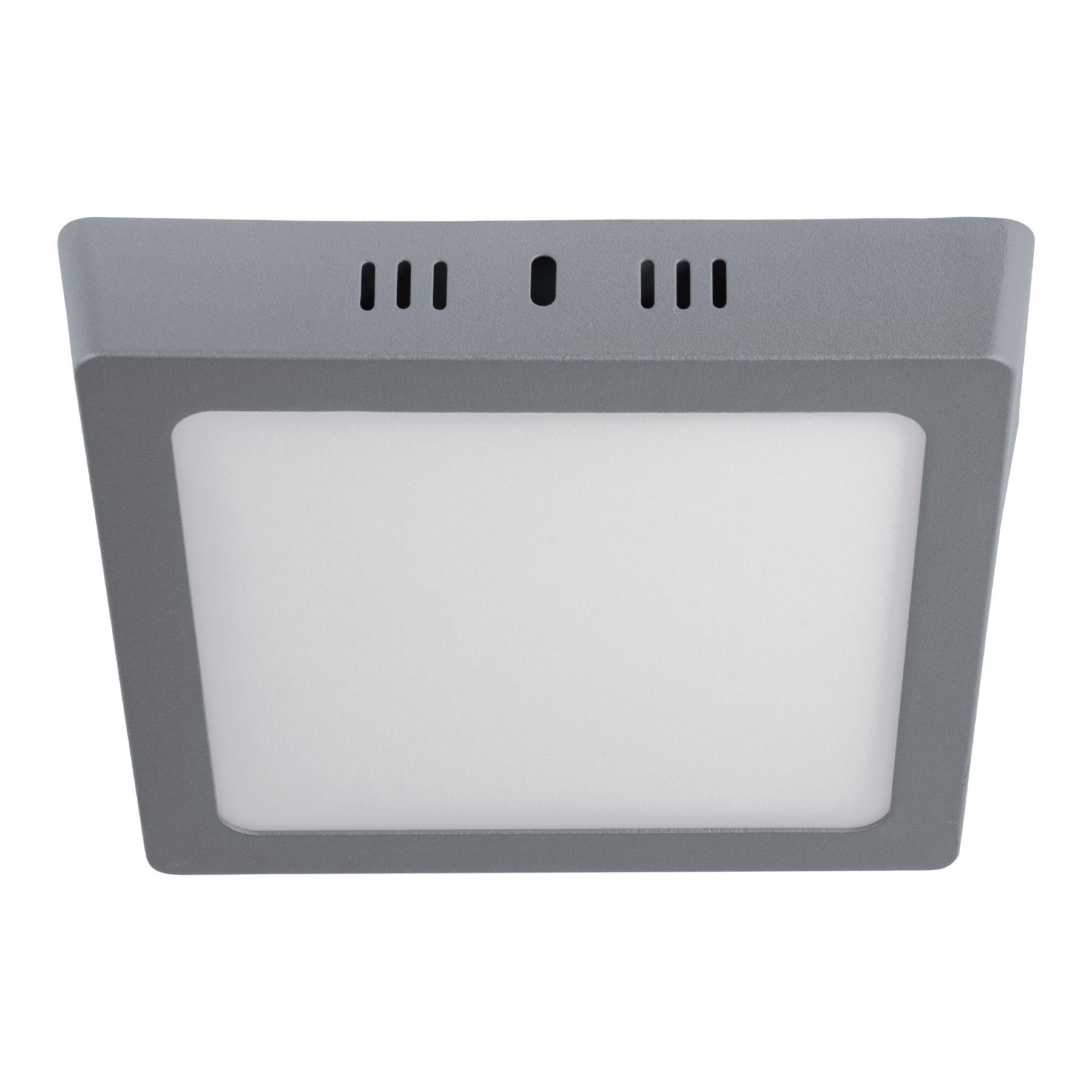 LUMINARIO LED CUADRADO TIPO PLAFÓN 12 W, GRIS, LUZ DE DÍA