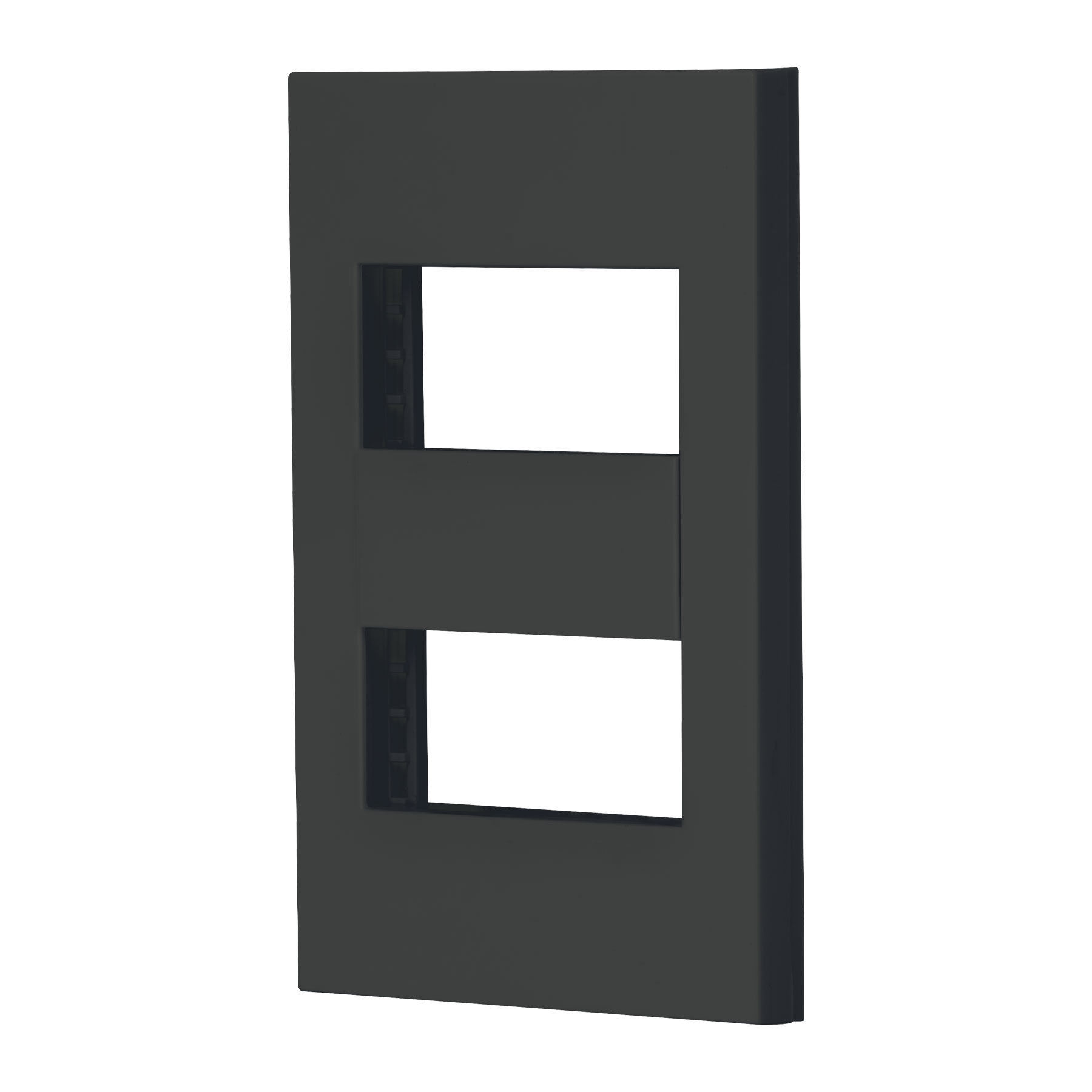 PLACA 2 VENTANAS, 1 MÓDULO, LÍNEA ESPAÑOLA, COLOR NEGRO