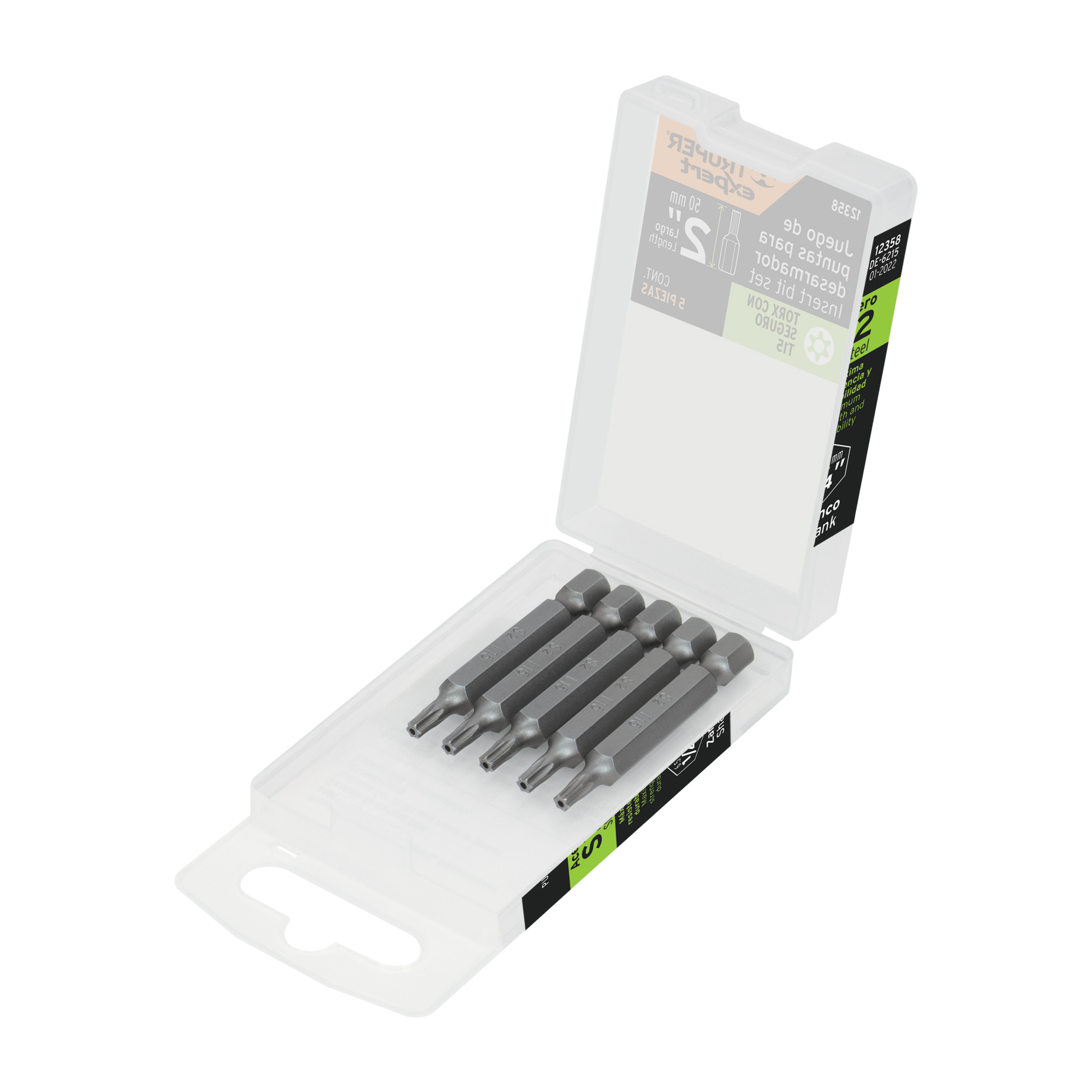 ESTUCHE CON 5 PUNTAS TORX T15 CON SEGURO LARGO 2', EXPERT