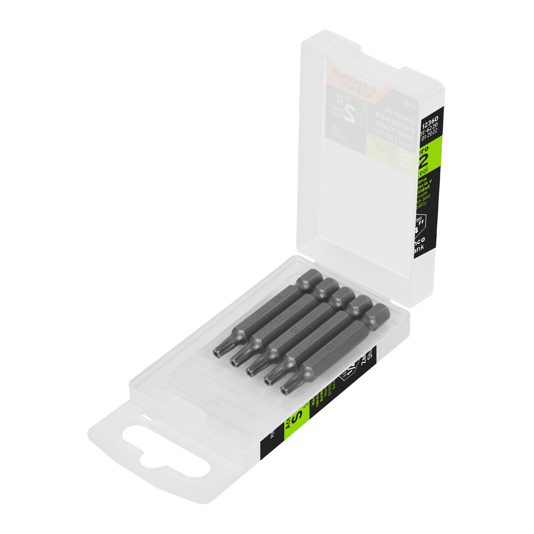 ESTUCHE CON 5 PUNTAS TORX T20 CON SEGURO LARGO 2', EXPERT