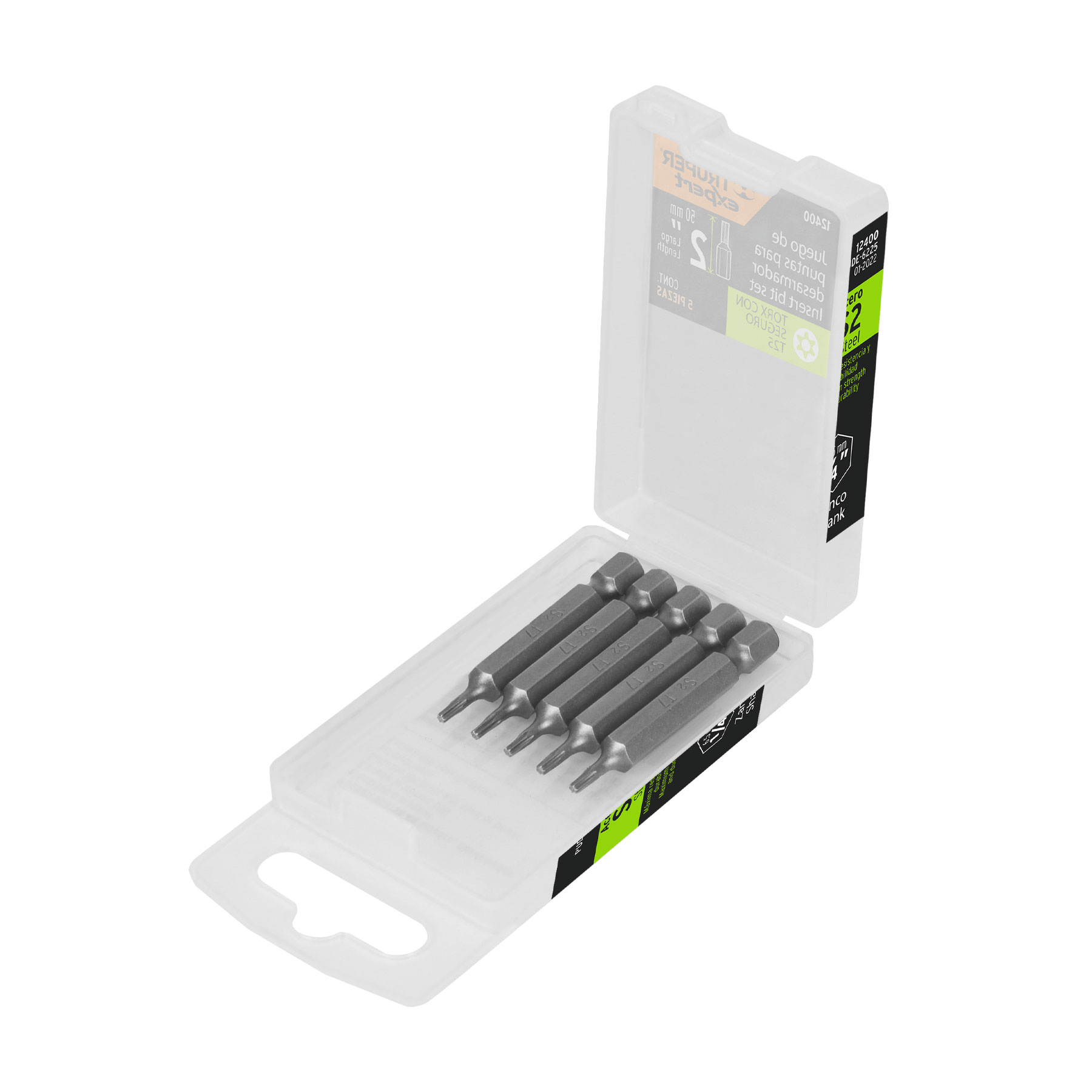 ESTUCHE CON 5 PUNTAS TORX T25 CON SEGURO LARGO 2', EXPERT