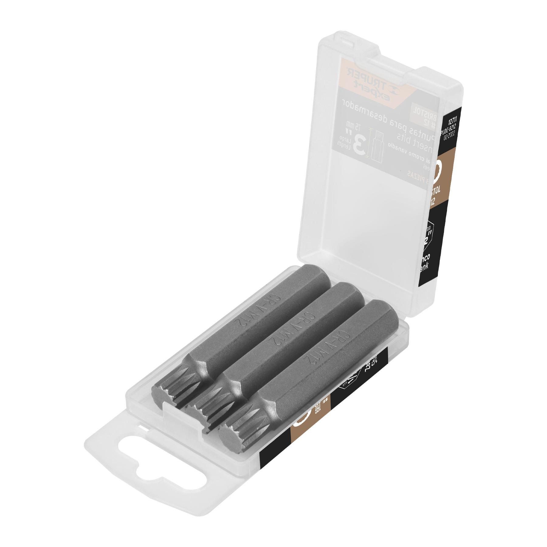 ESTUCHE CON 3 PUNTAS BRISTOL M12 LARGO 3', TRUPER EXPERT