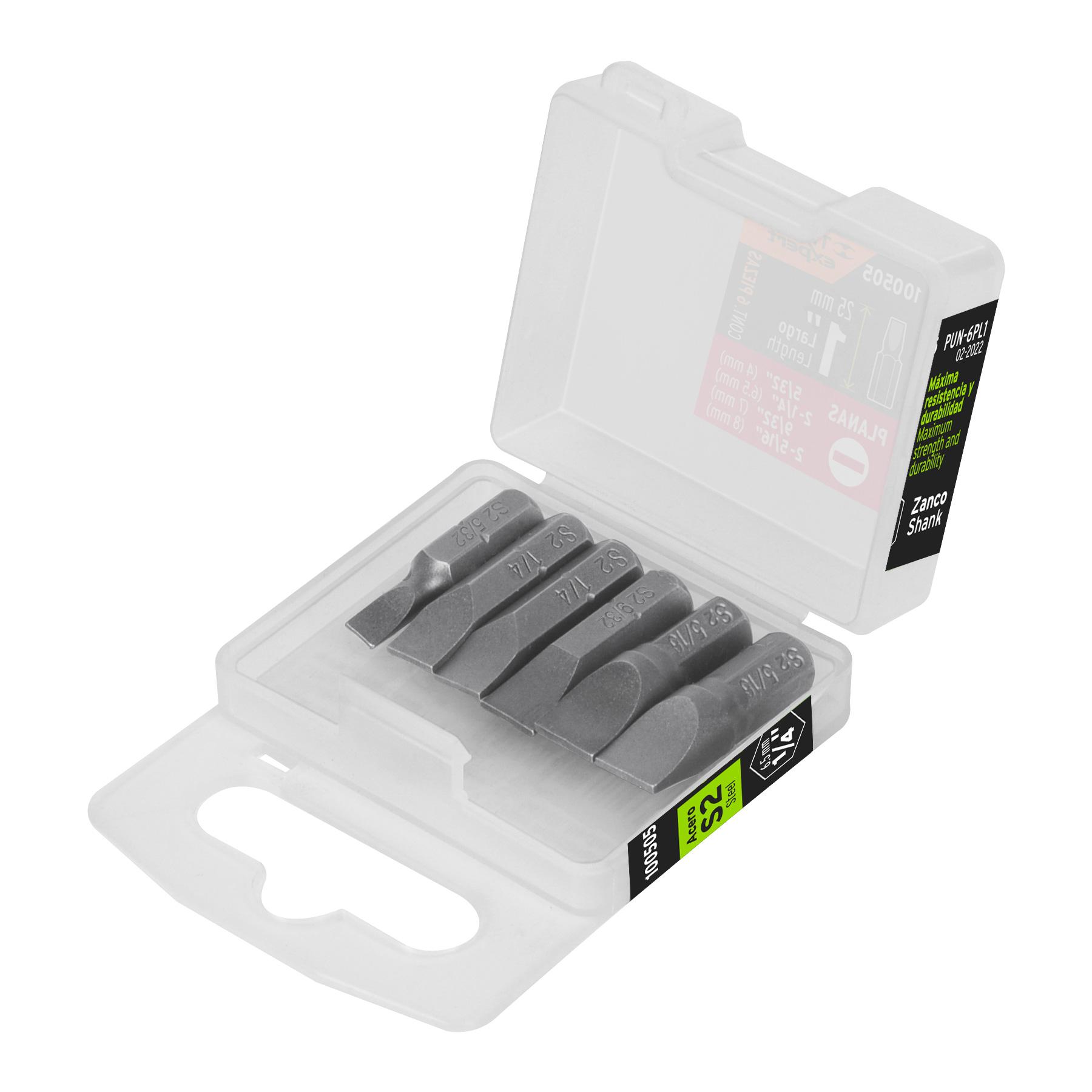 ESTUCHE CON 6 PUNTAS PLANAS COMBINADAS LARGO 1', EXPERT