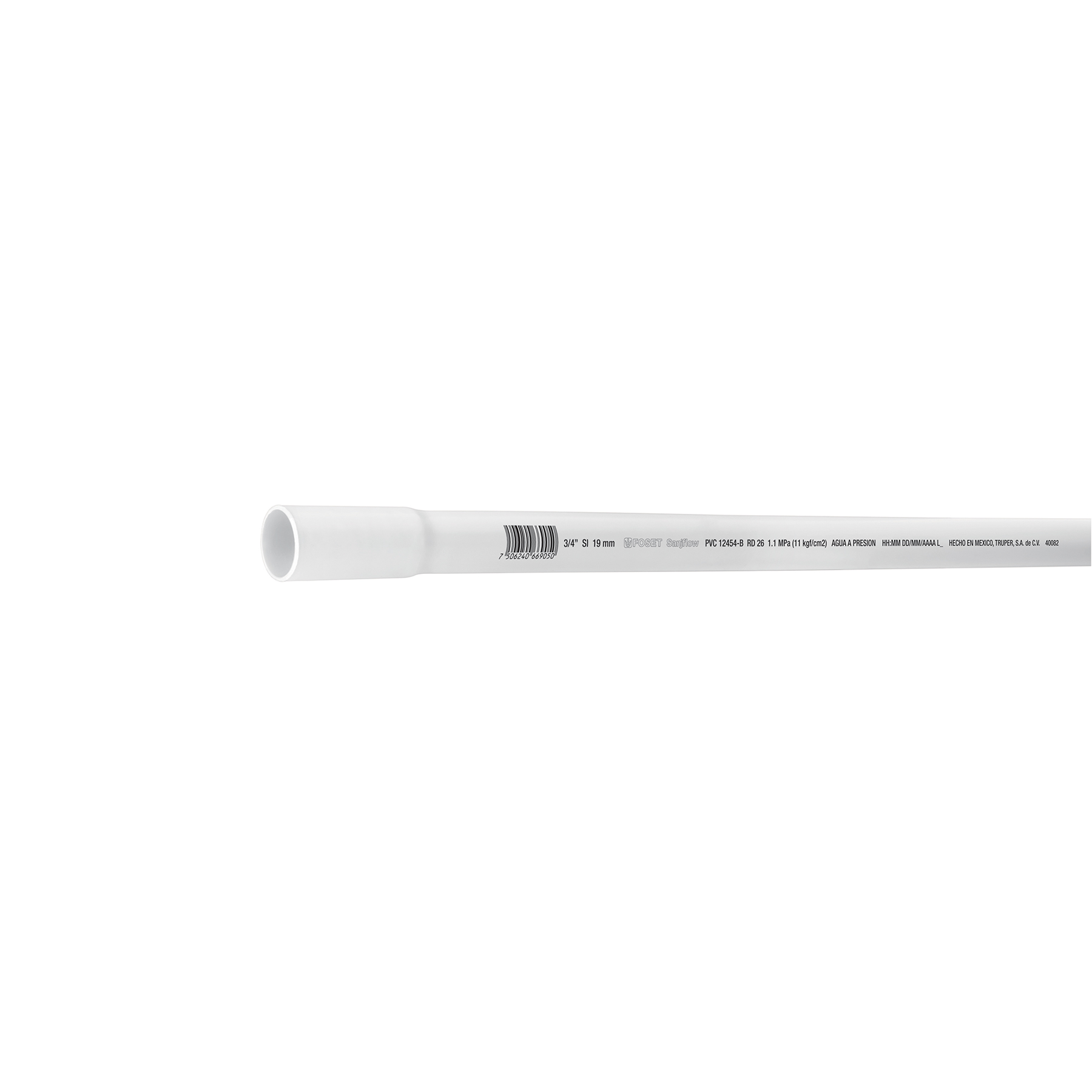 TUBO DE 3 M DE PVC DE 3/4' HIDRÁULICO RD 26, FOSET