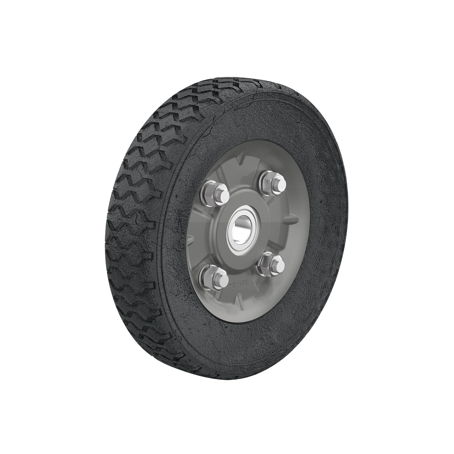 RUEDA DE HULE SÓLIDO 7' PARA DIABLO, UN BALERO, PRETUL