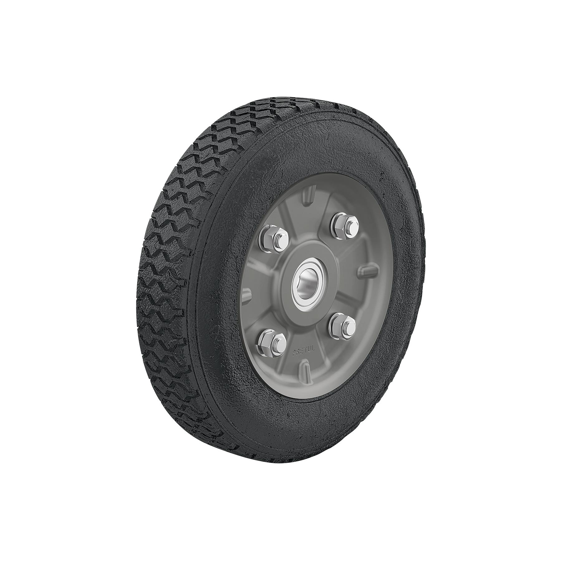 RUEDA DE HULE SÓLIDO 8' PARA DIABLO, DOBLE BALERO, PRETUL