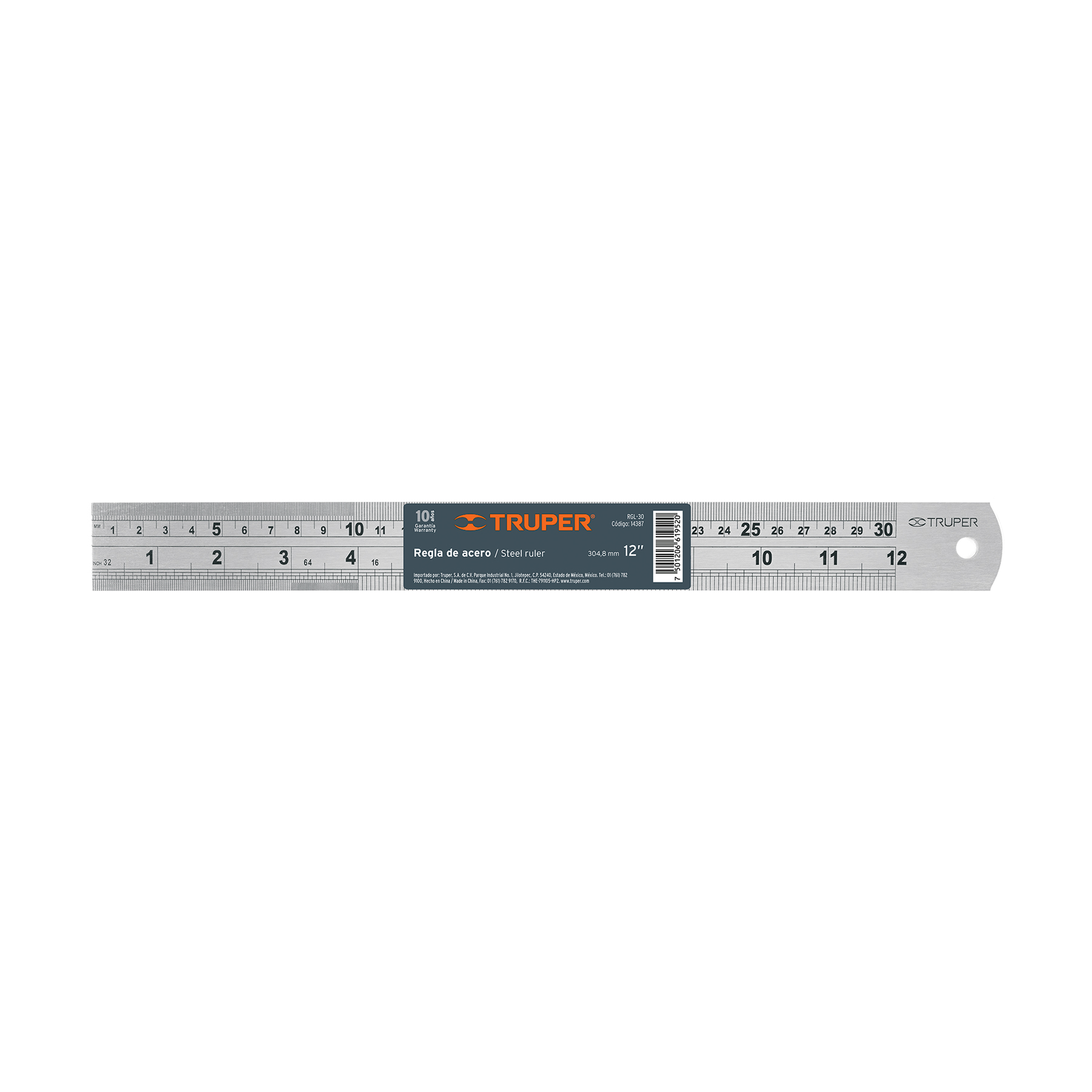 REGLA 30 CM DE ACERO INOXIDABLE, TRUPER