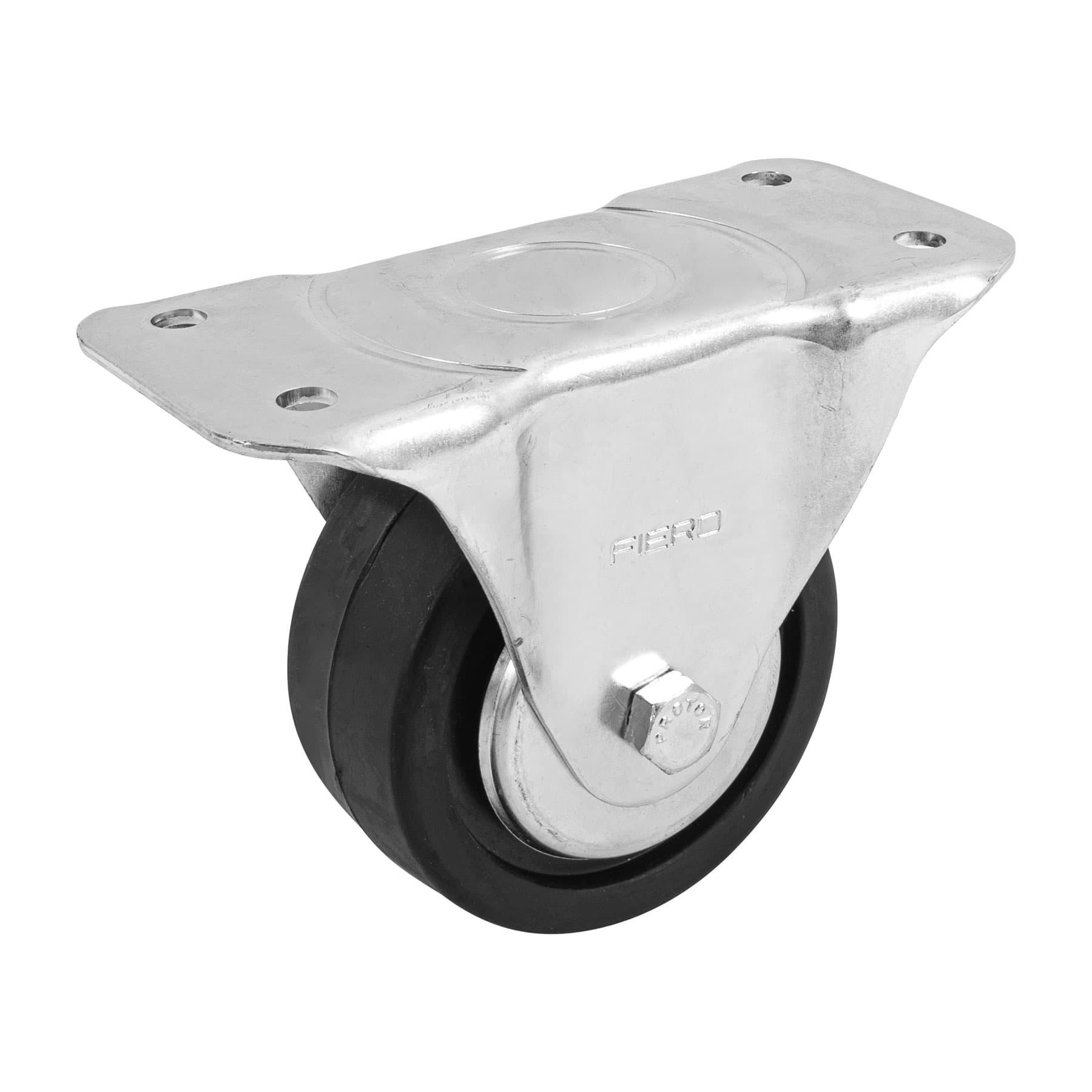 RODAJA HULE 4', PLACA FIJA CON BALERO, CARGA 100 KG, FIERO