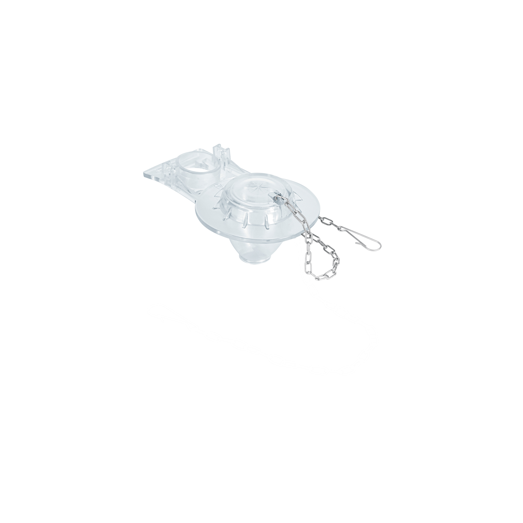 SAPO PARA WC DE 2', PVC TRANSPARENTE CON CADENA INOXIDABLE