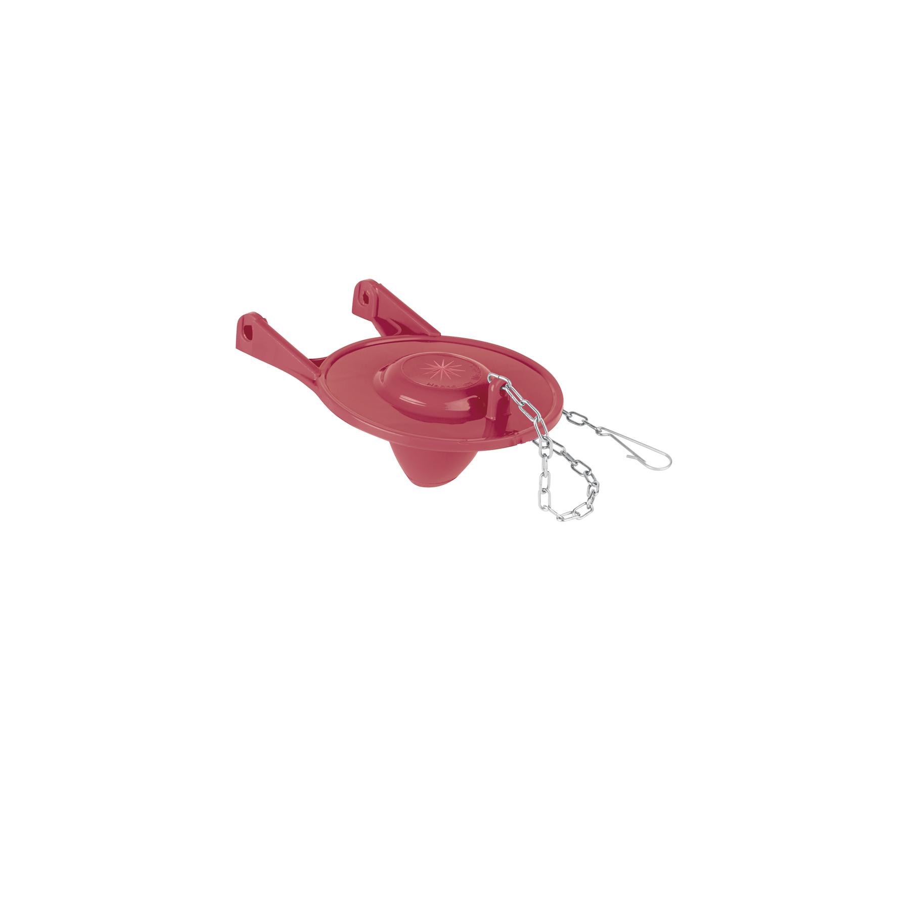 SAPO DE 3' DE SILICONA PARA WC,ROJO,C/CADENA DE ACERO INOX