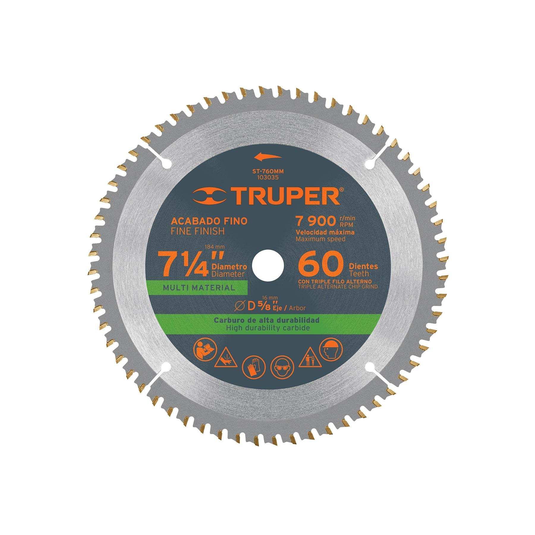 "SIERRA CIRCULAR DE CARBURO DE TUNGSTENO DE 7-1/4"" , 60 DIENTES"