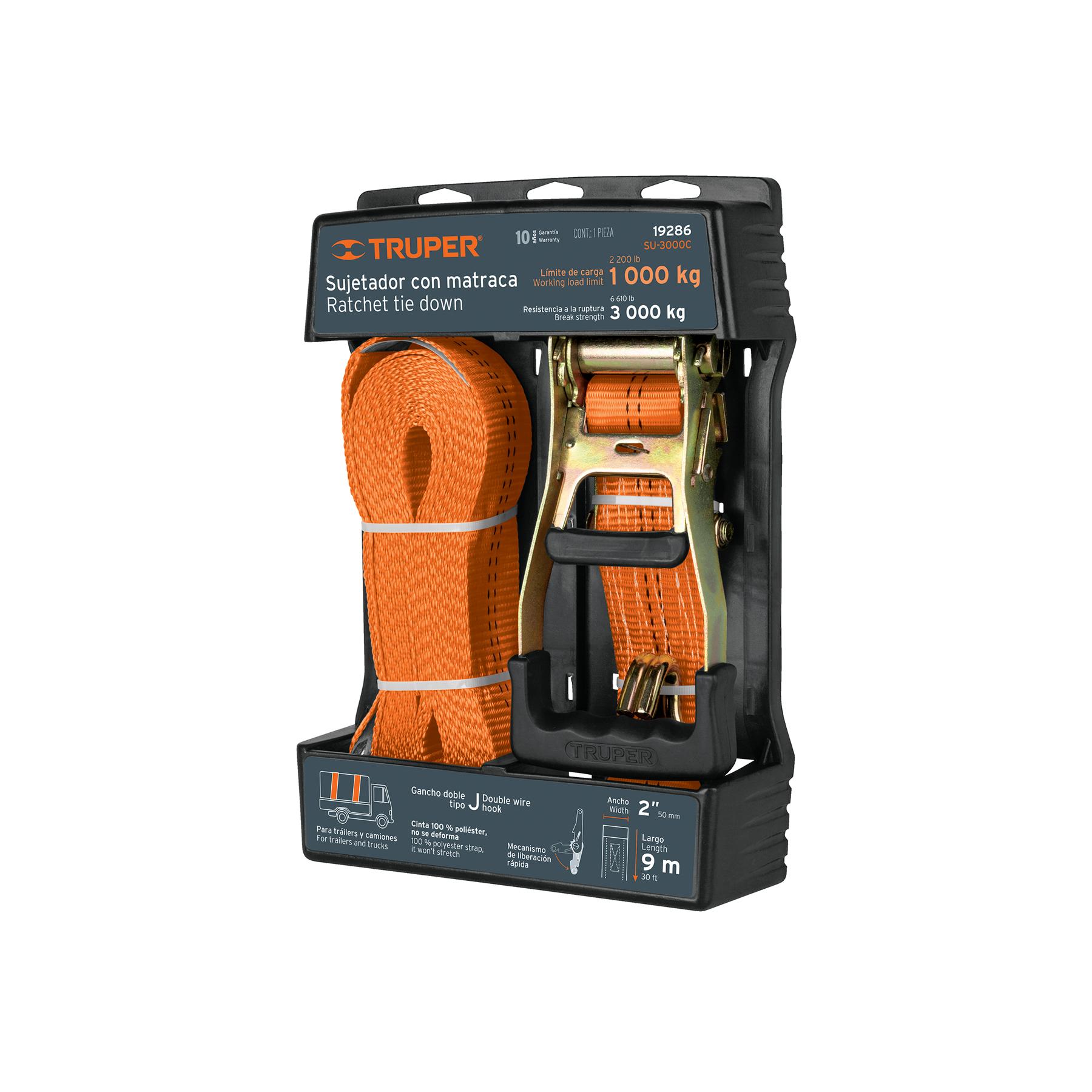 SUJETADOR CON MATRACA CARGA MÁXIMA 3000 KG, TRUPER