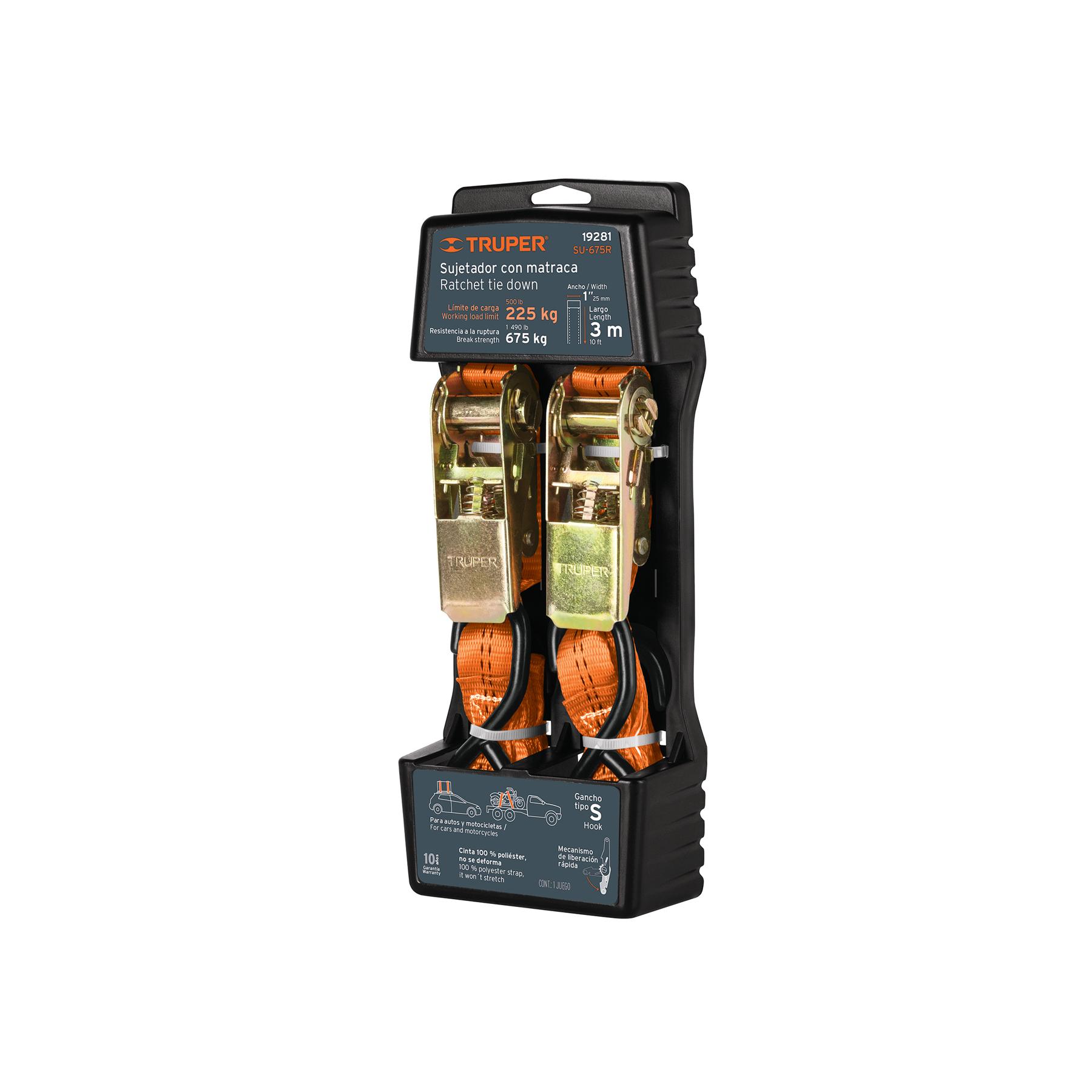 JUEGO DE 2 SUJETADORES CON MATRACA CARGA MÁXIMA 675 KG