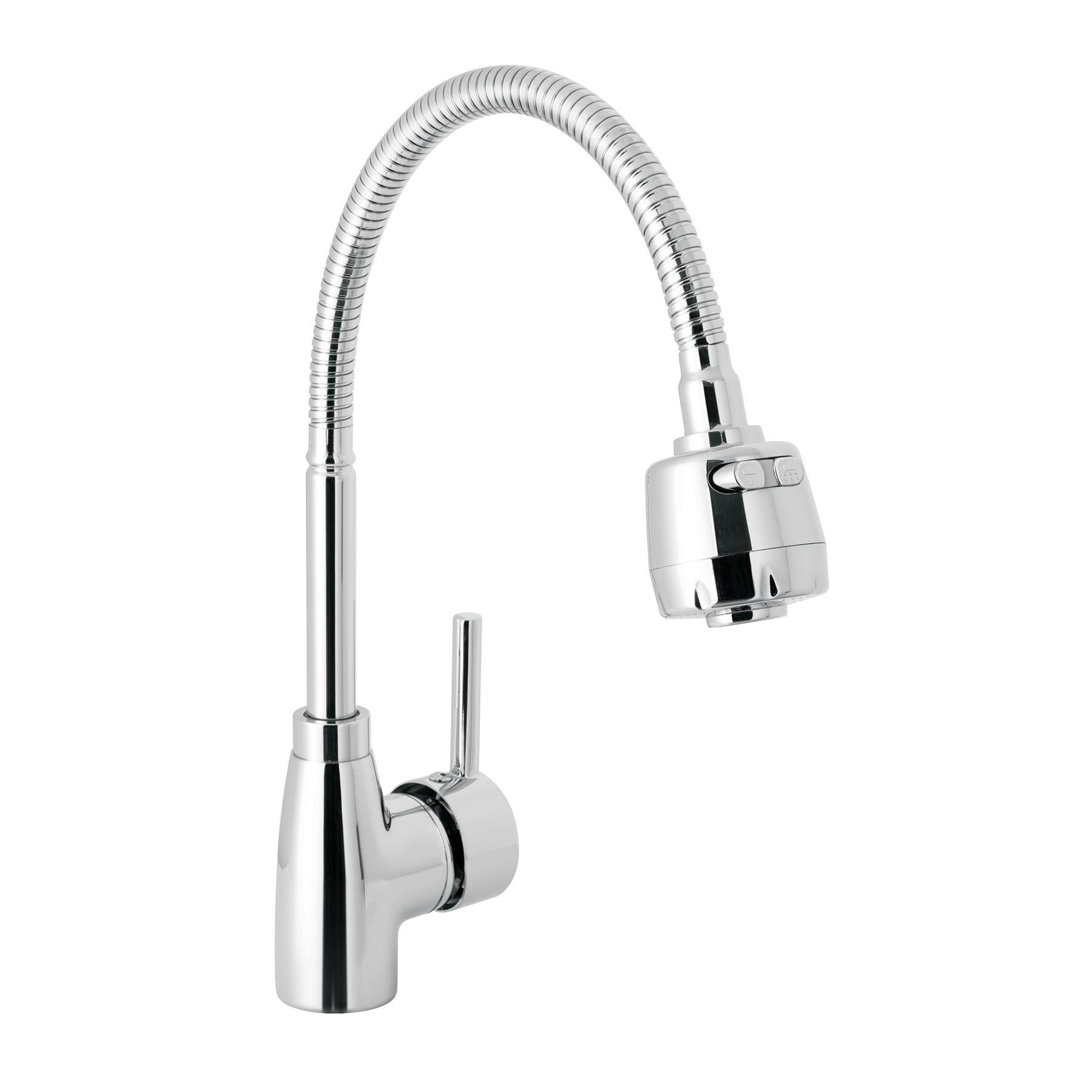 MONOMANDO PARA FREGADERO CON CUELLO FLEXIBLE, CROMO, TUBIG