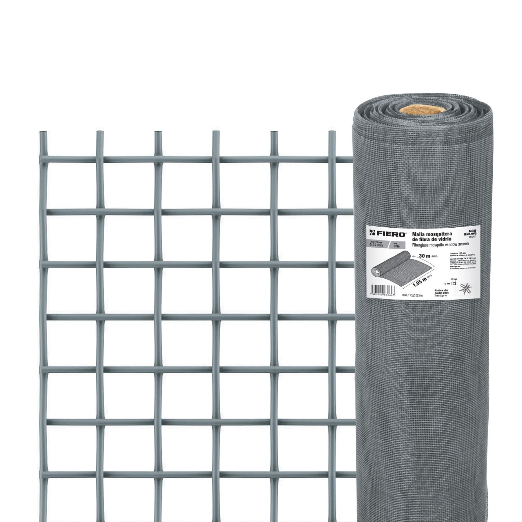 ROLLO DE 30 M X 1.05 M MALLA MOSQUITERA FIBRA DE VIDRIO GRIS