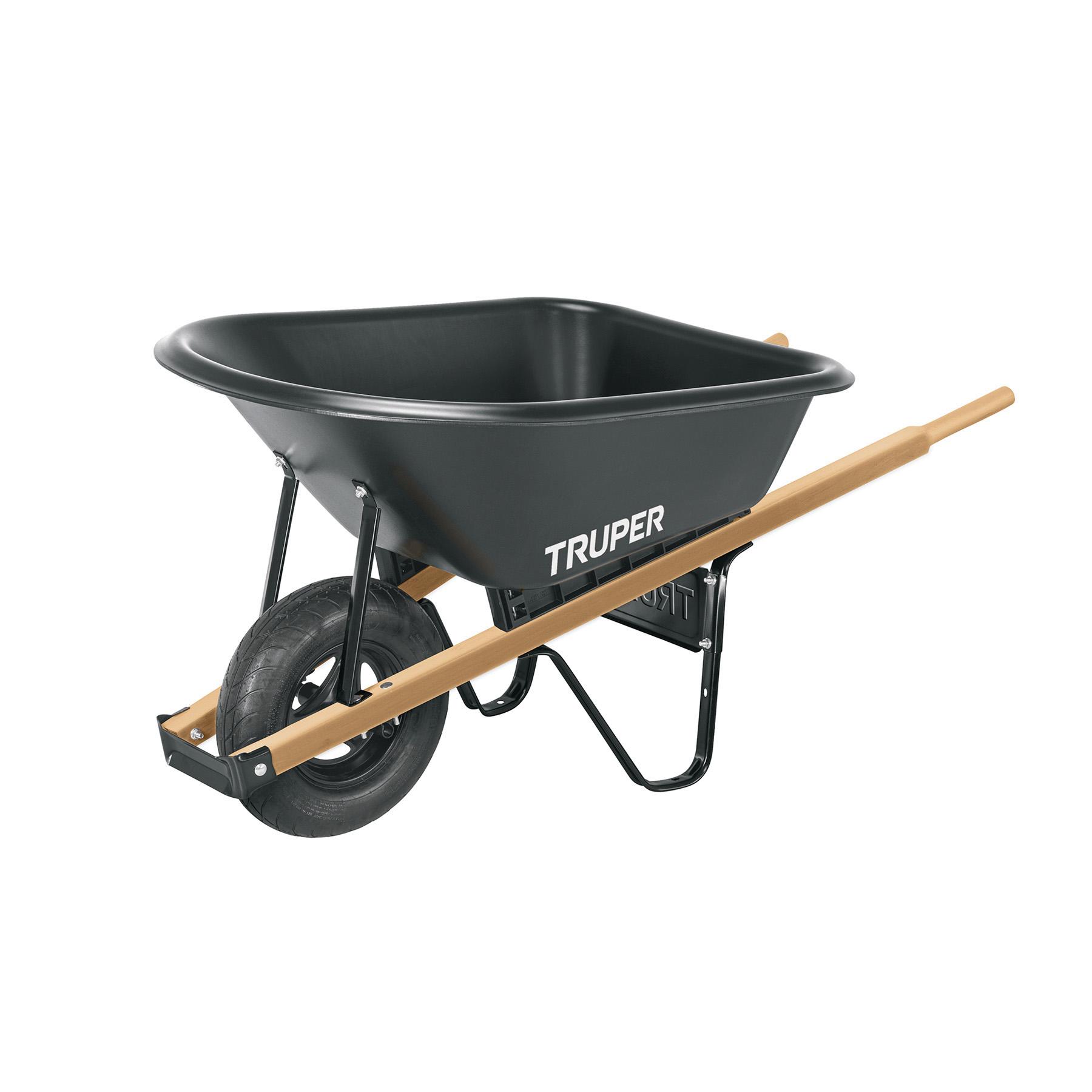CARRETILLA CONCHA PLÁSTICA 6 FT3 NEUMÁTICA B/MADERA, TRUPER